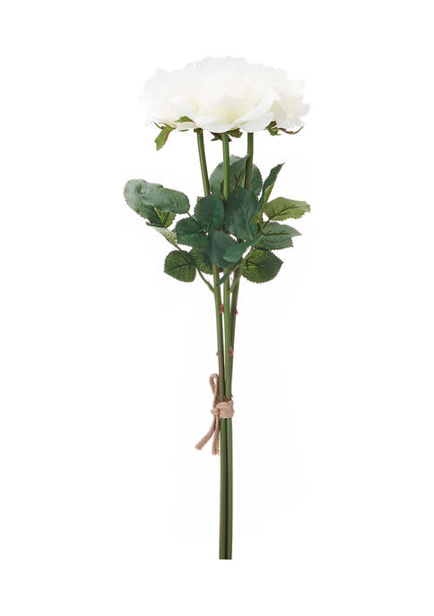 Bazaar Elements Plastic White Rose Faux Florals