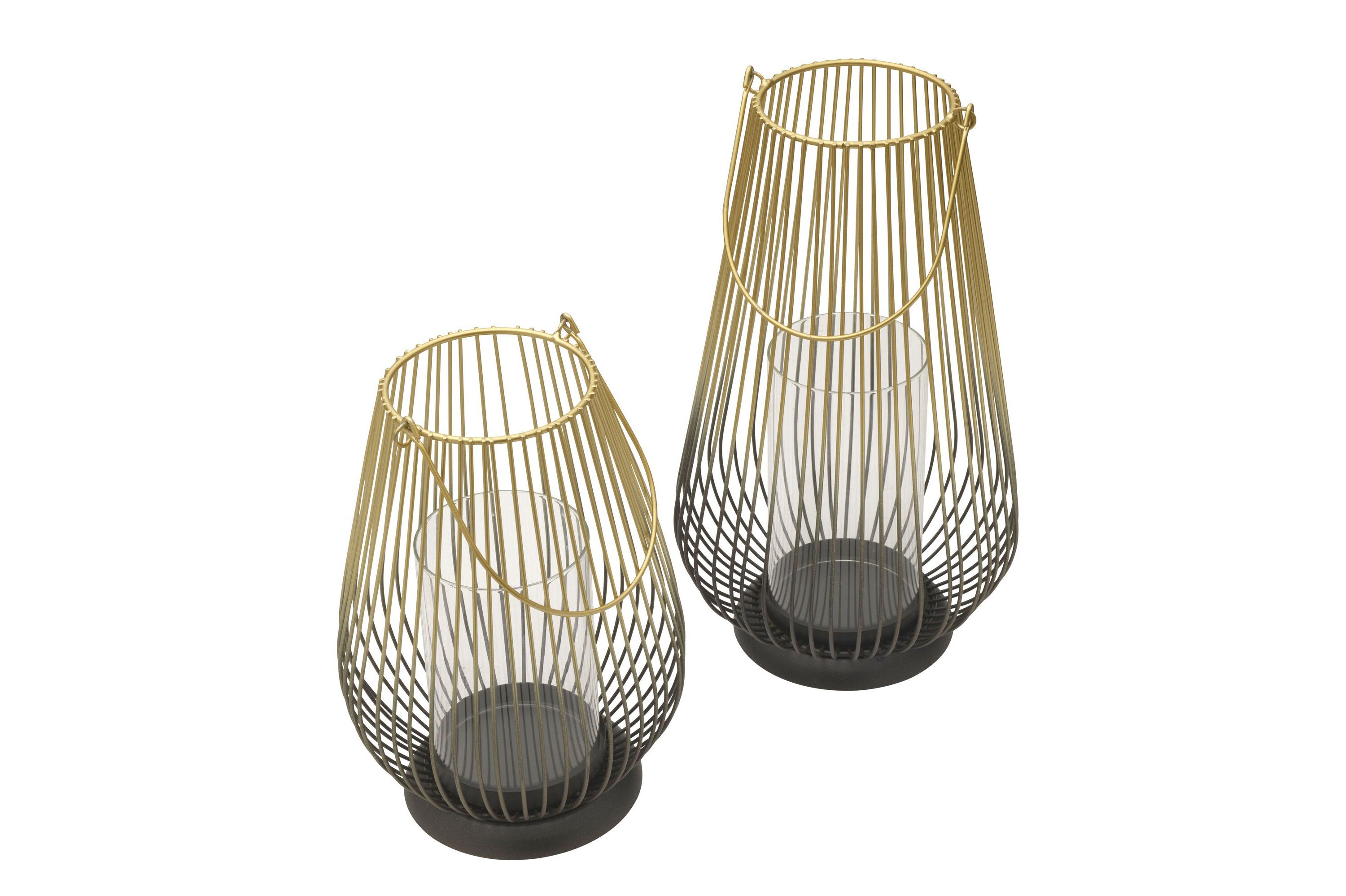 Set of 2 Wire Ombre Hurricanes w/Glass Inserts