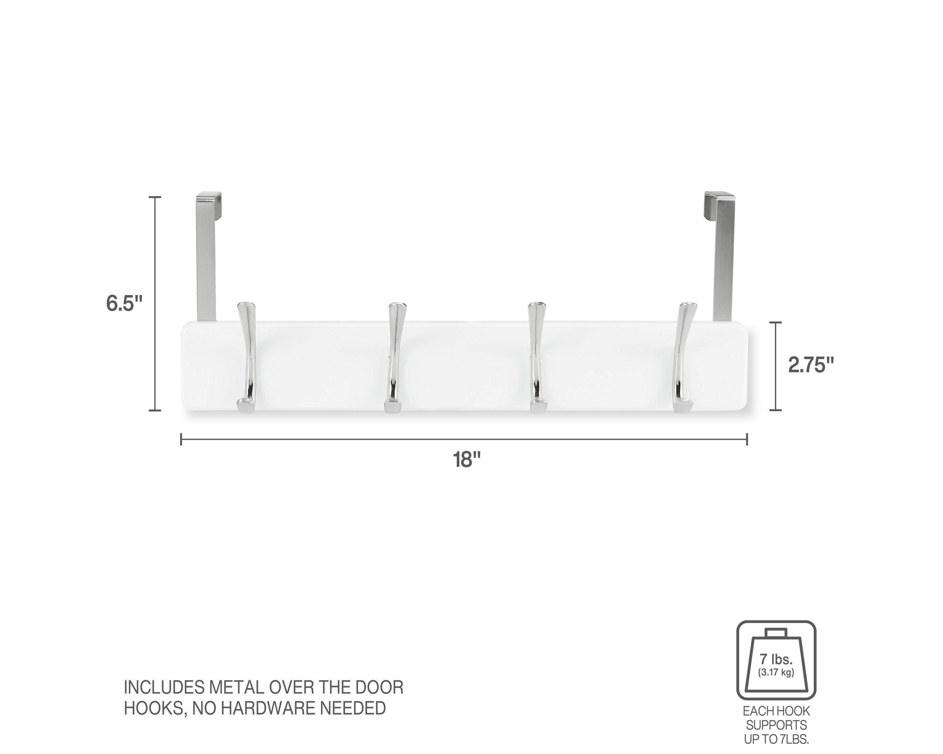 Over The Door Hooks, Coat Rack for Entry Way, Bathroom, Bedroom, Laundry Room, Closet, Office, Dorm Room, Each Hook Supports 7 lbs, 4 Hook