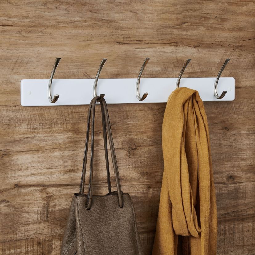 Wall Mounted Coat Rack for Entry Way, Bathroom, Bedroom, Laundry Room, Closet, Office, Garage, Each Hook Supports 7lbs, 5 Hook