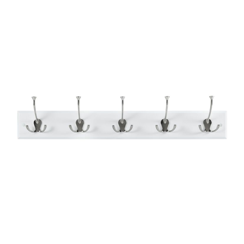 Wall Mounted Tri Hook Coat Rack for Entry Way, Bathroom, Bedroom, Laundry Room, Closet, Office, Garage, Each Hook Supports 7lbs, 5 Hook
