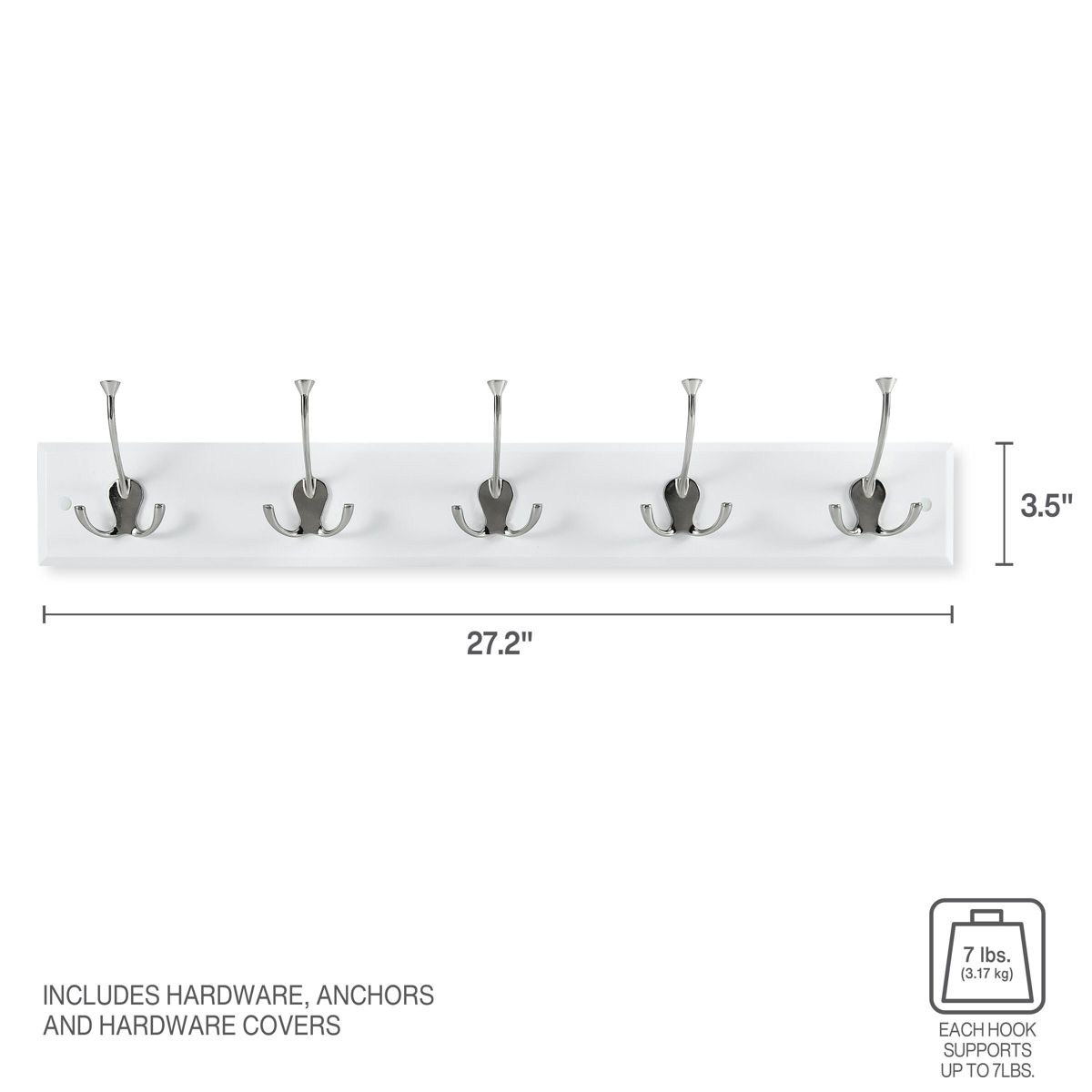 Wall Mounted Tri Hook Coat Rack for Entry Way, Bathroom, Bedroom, Laundry Room, Closet, Office, Garage, Each Hook Supports 7lbs, 5 Hook