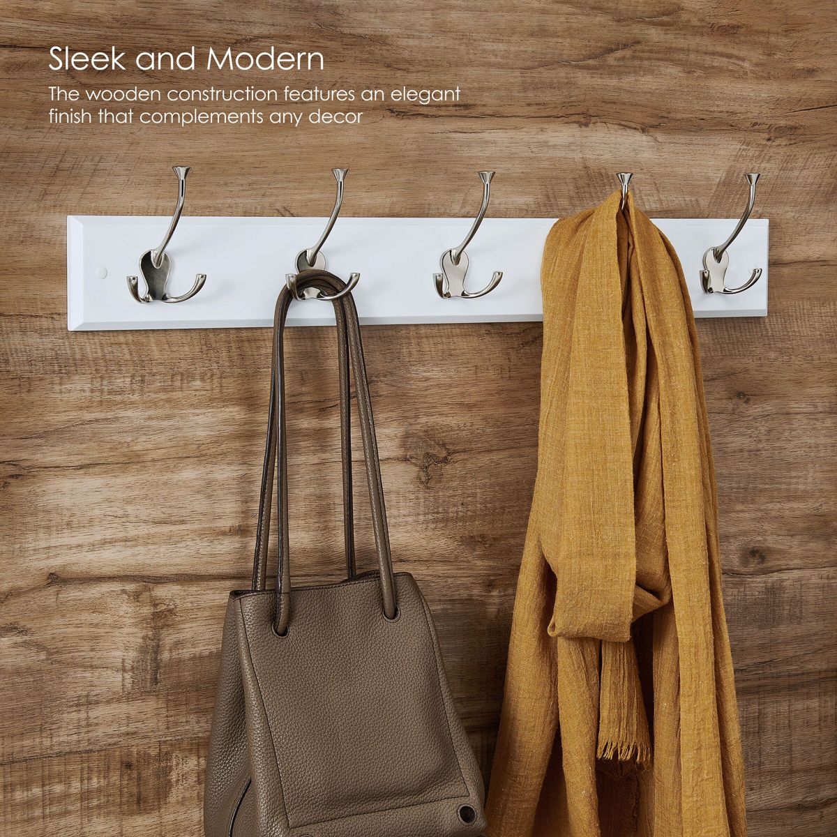 Wall Mounted Tri Hook Coat Rack for Entry Way, Bathroom, Bedroom, Laundry Room, Closet, Office, Garage, Each Hook Supports 7lbs, 5 Hook