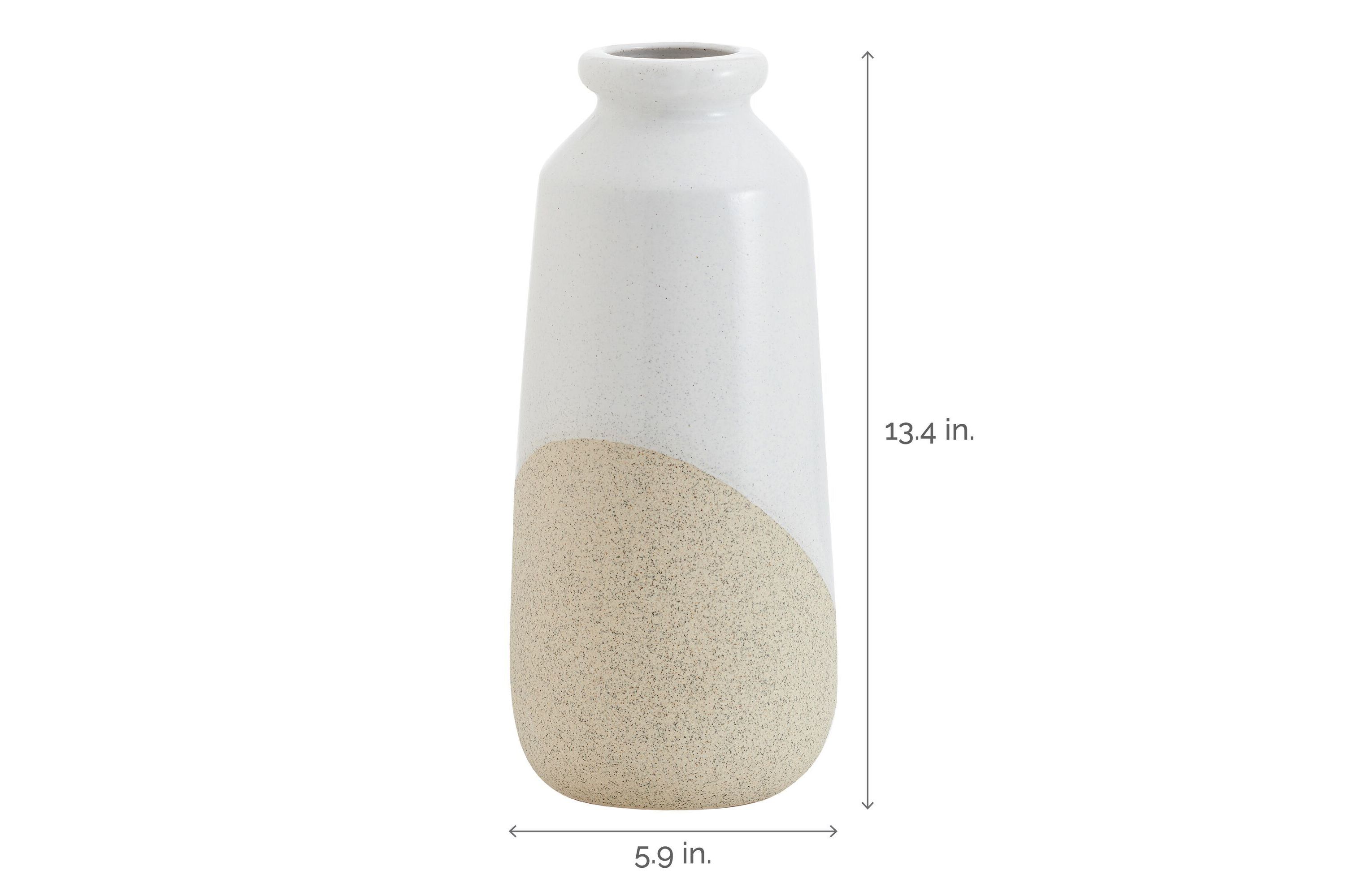 Natural 2-Tone 6 x 13-Inch Vase-Stoneware