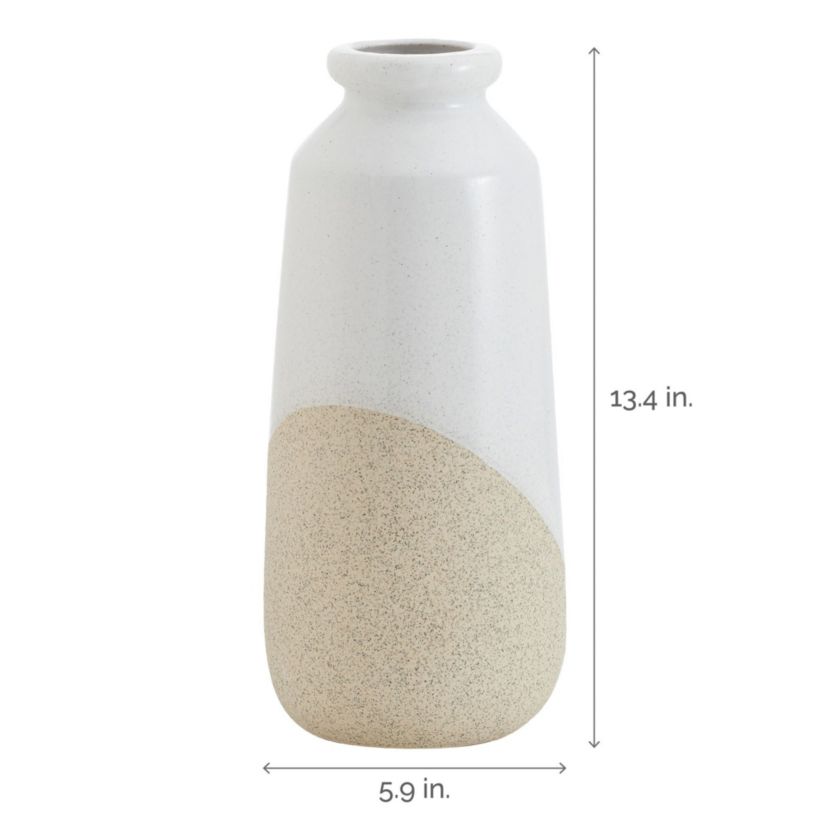 Natural 2-Tone 6 x 13-Inch Vase-Stoneware