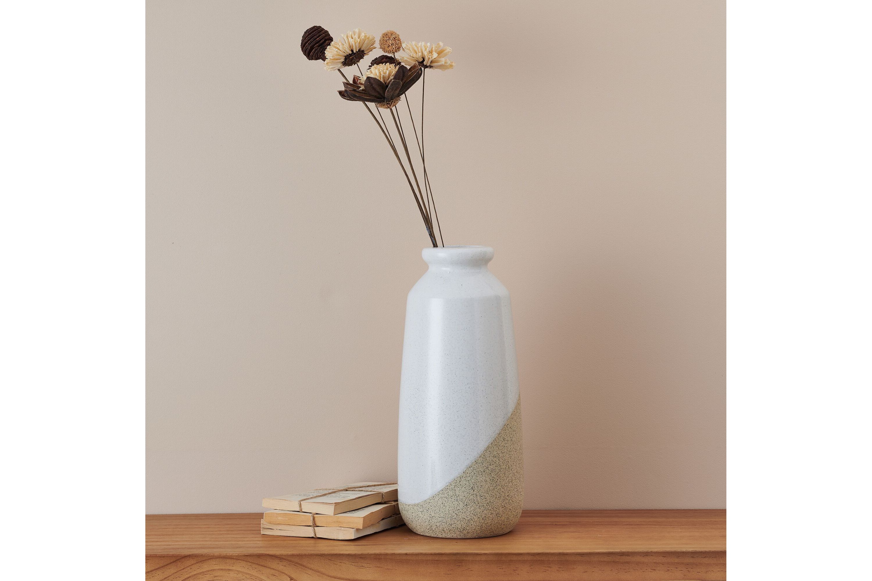 Natural 2-Tone 6 x 13-Inch Vase-Stoneware