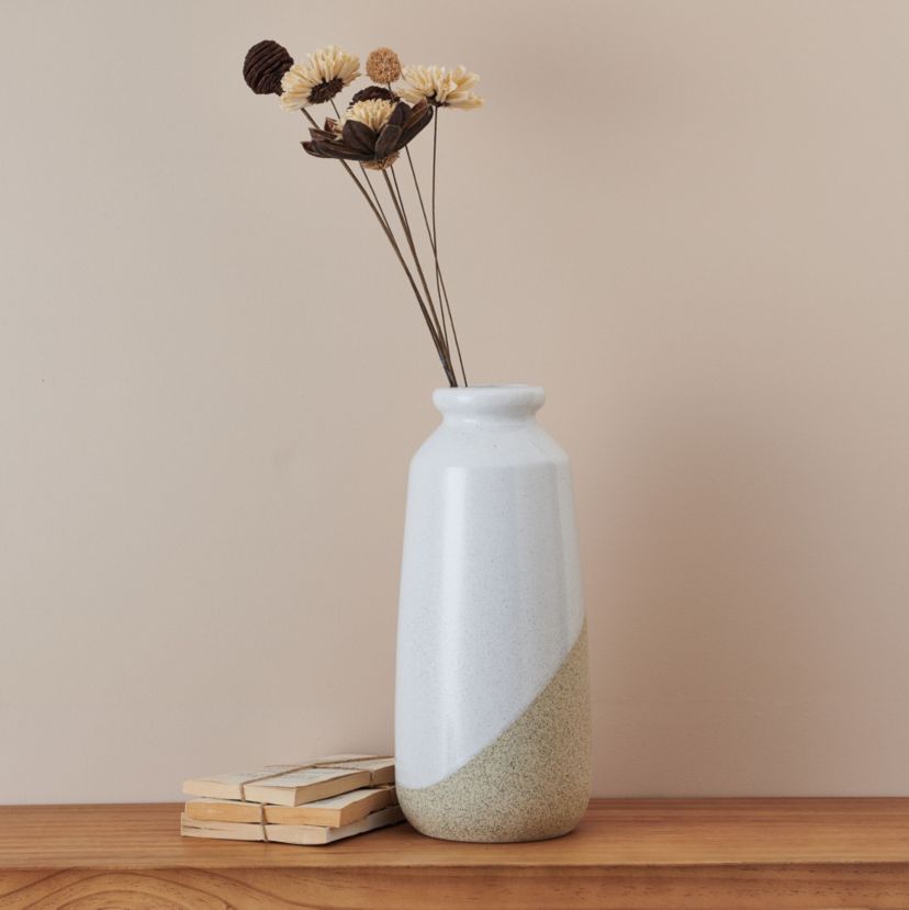 Natural 2-Tone 6 x 13-Inch Vase-Stoneware