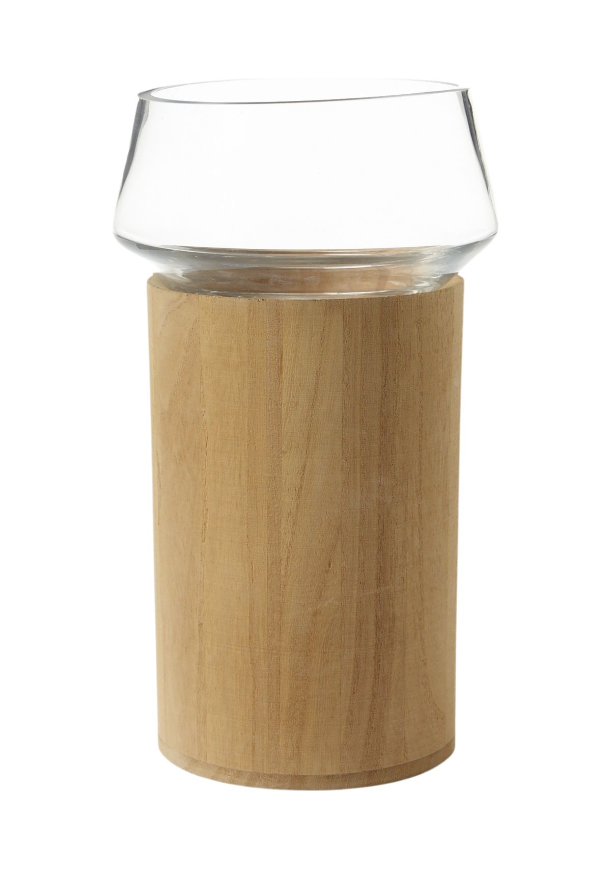 Large Glass Wood Candle Holder