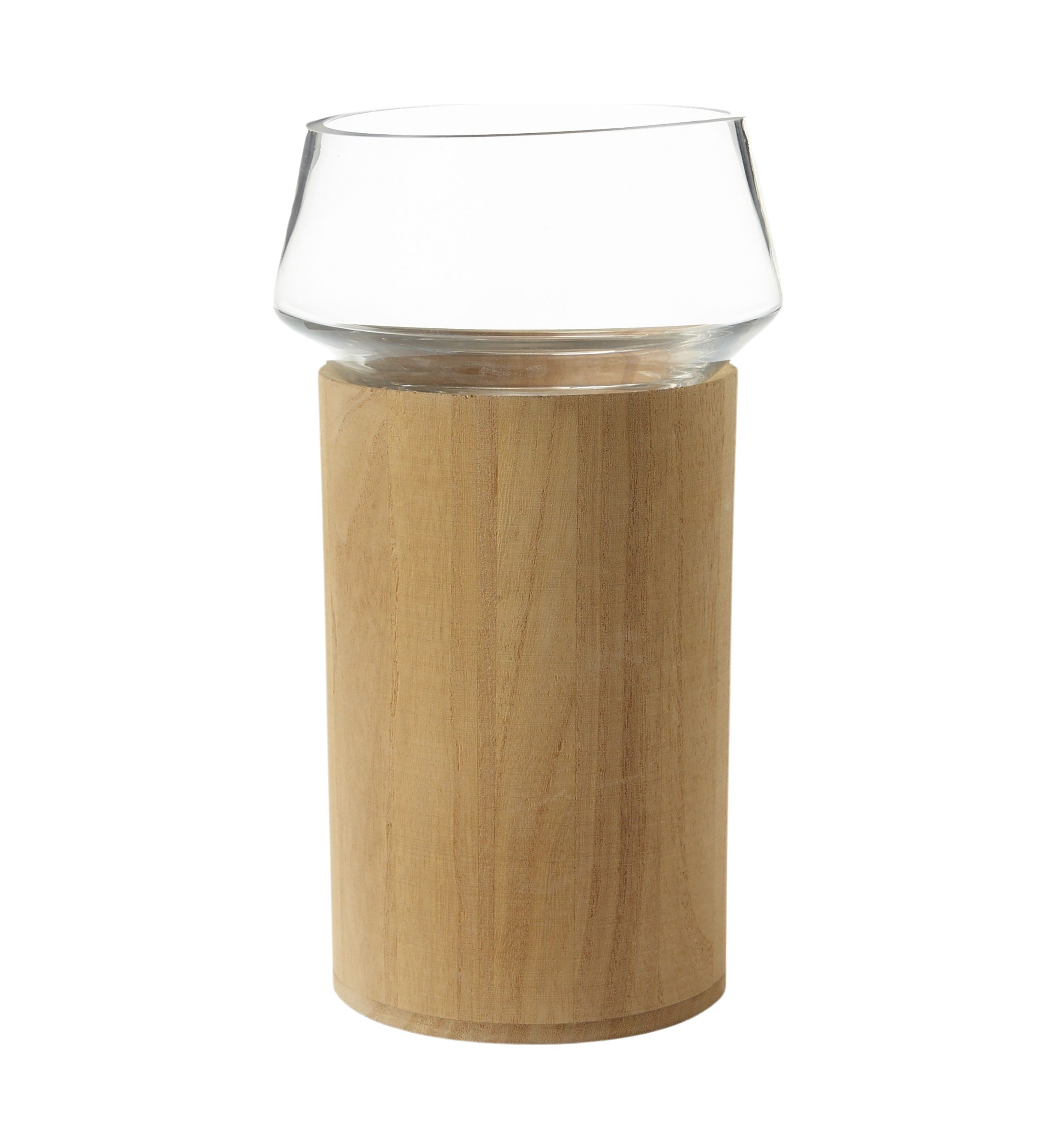Large Glass Wood Candle Holder