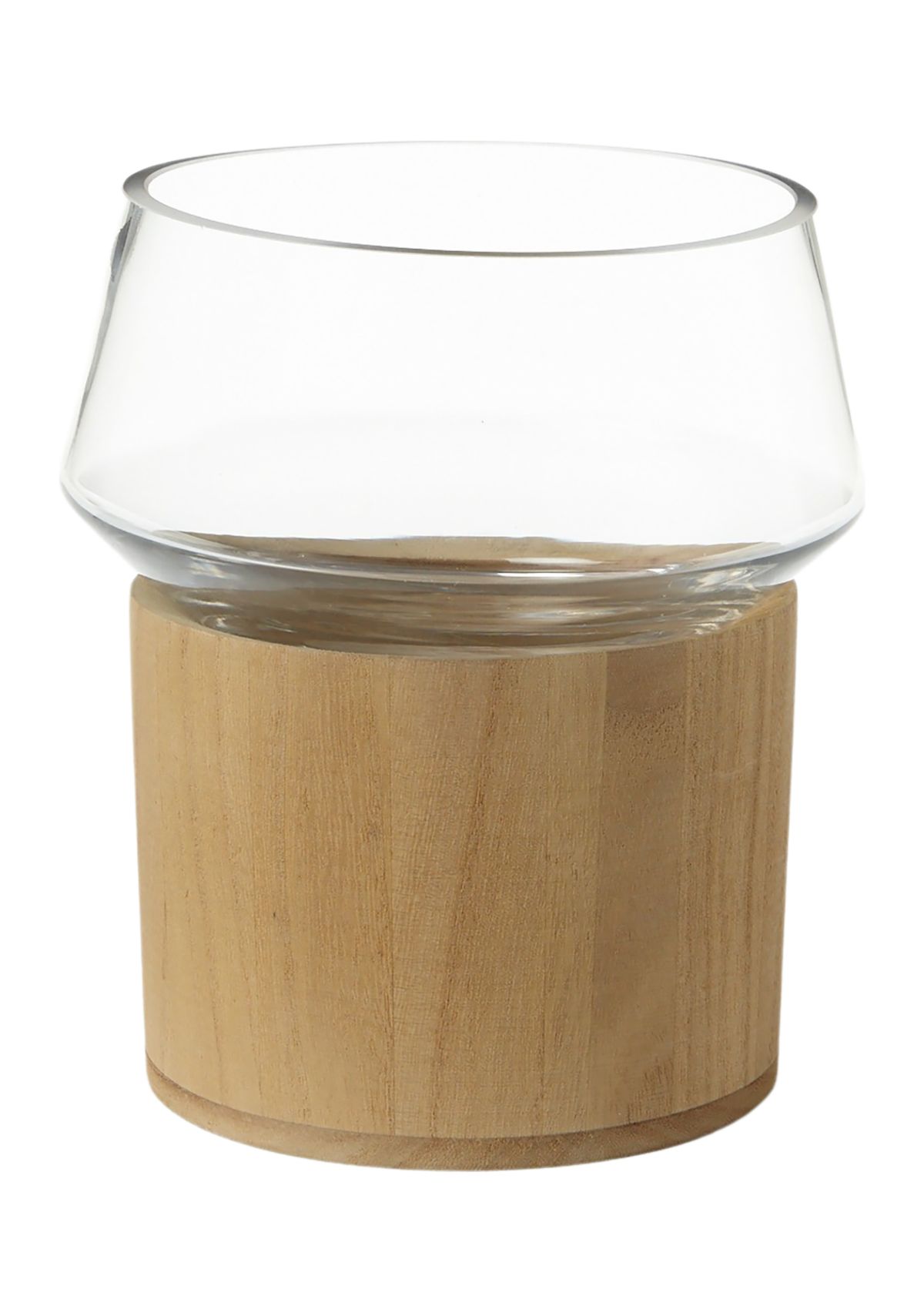 Small Glass Wood Candle Holder