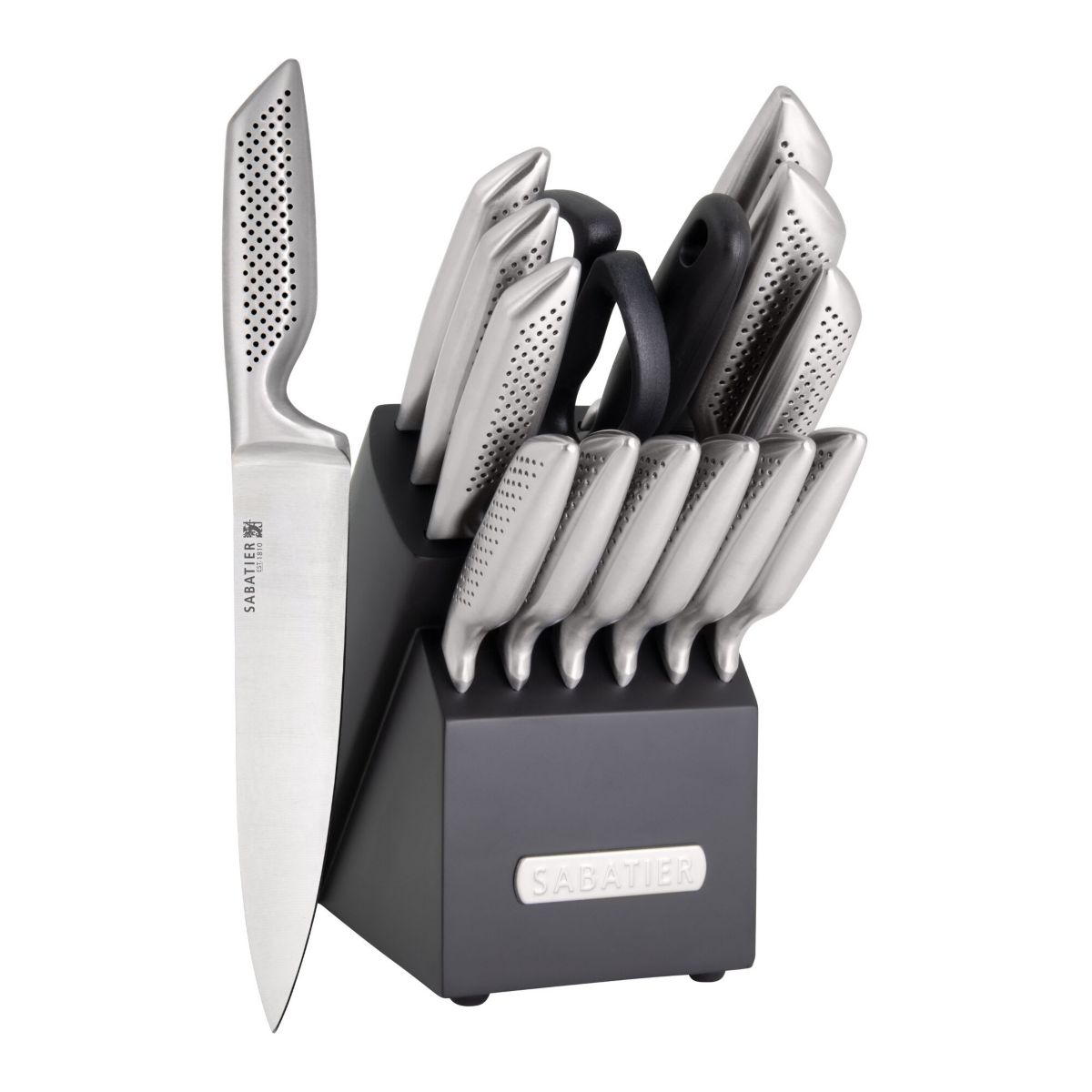 15-pc Acacia Block Knife Set, w/Stainless Steel Hollow Handles
