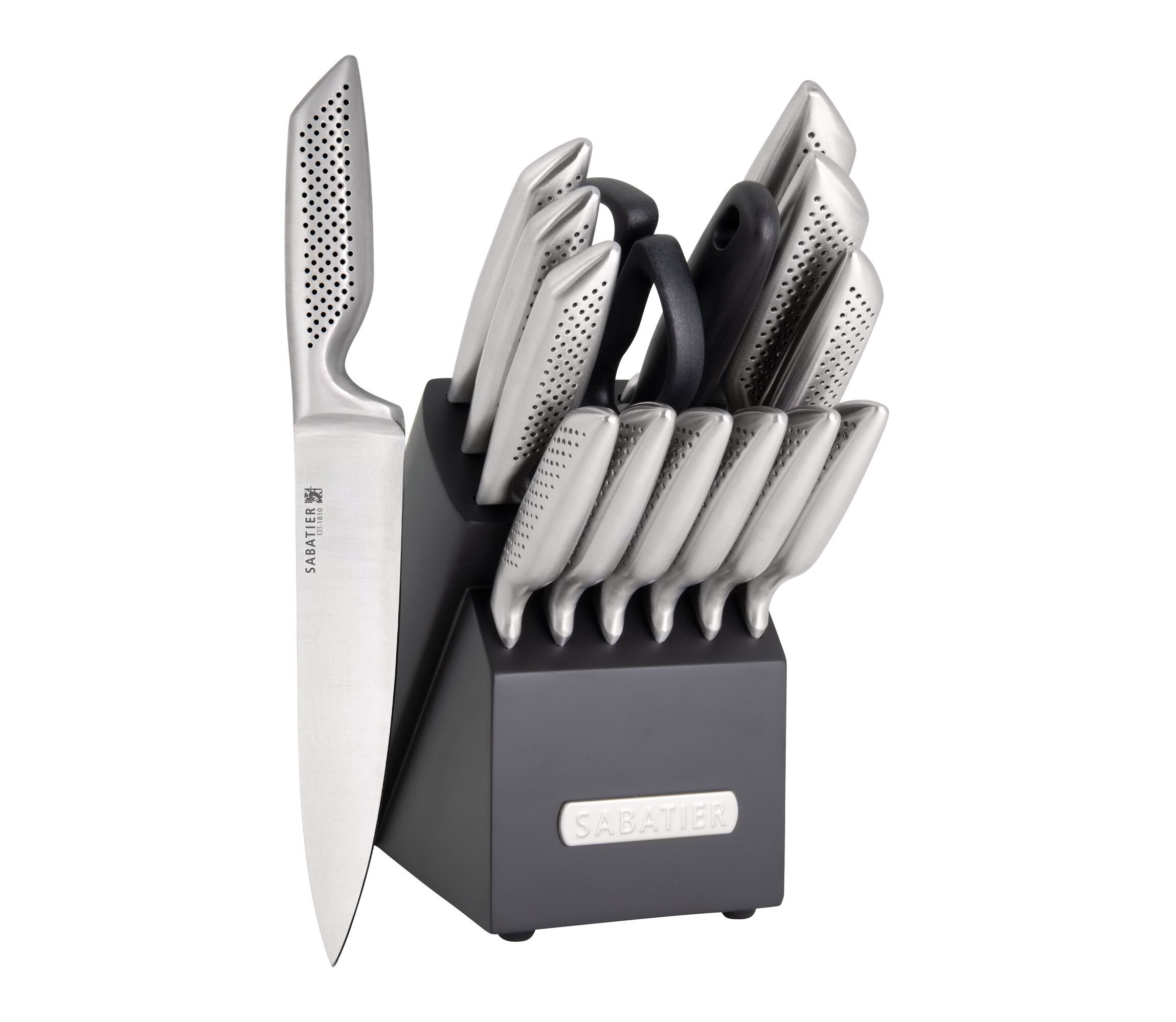 15-pc Acacia Block Knife Set, w/Stainless Steel Hollow Handles