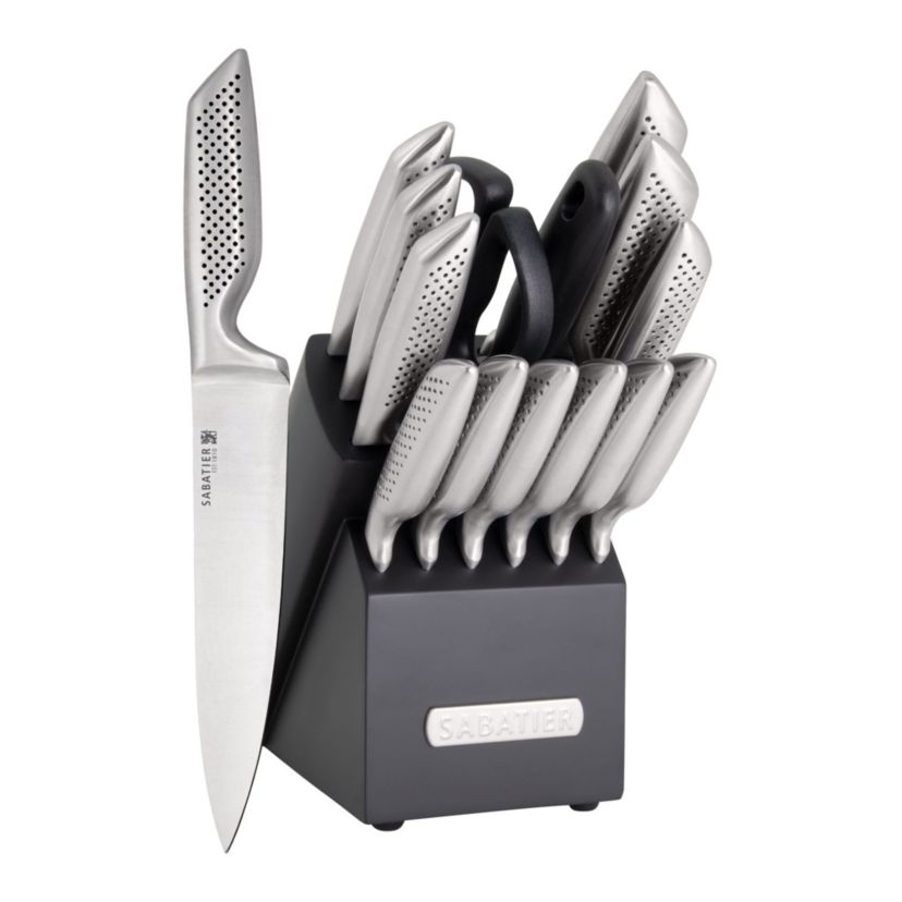 15-pc Acacia Block Knife Set, w/Stainless Steel Hollow Handles
