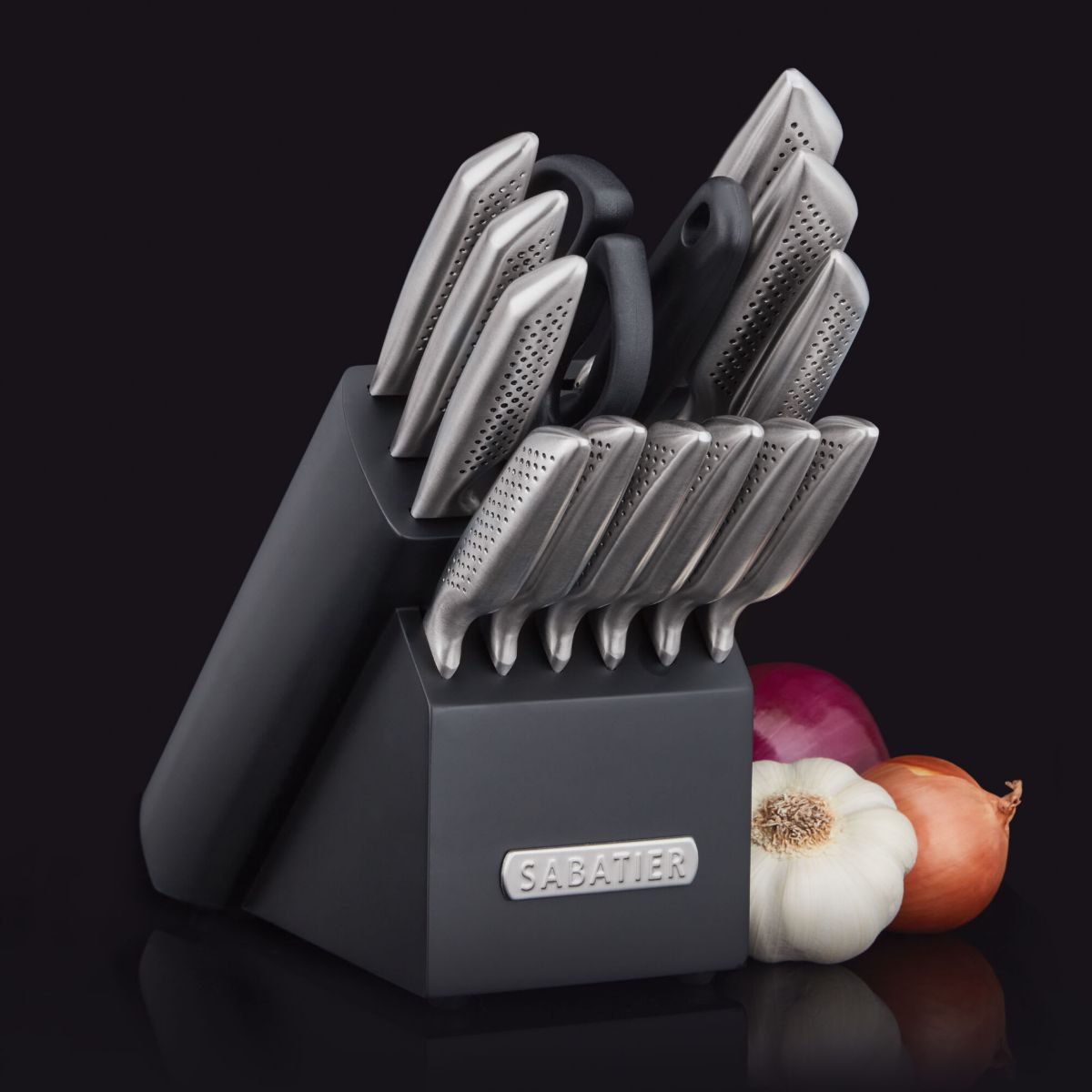 15-pc Acacia Block Knife Set, w/Stainless Steel Hollow Handles