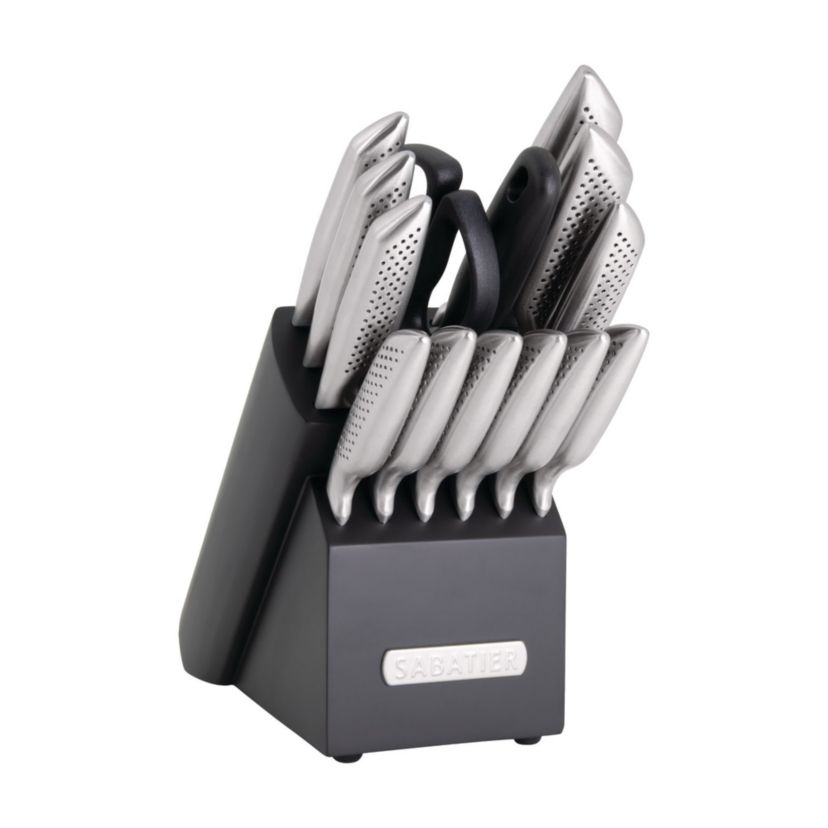 15-pc Acacia Block Knife Set, w/Stainless Steel Hollow Handles
