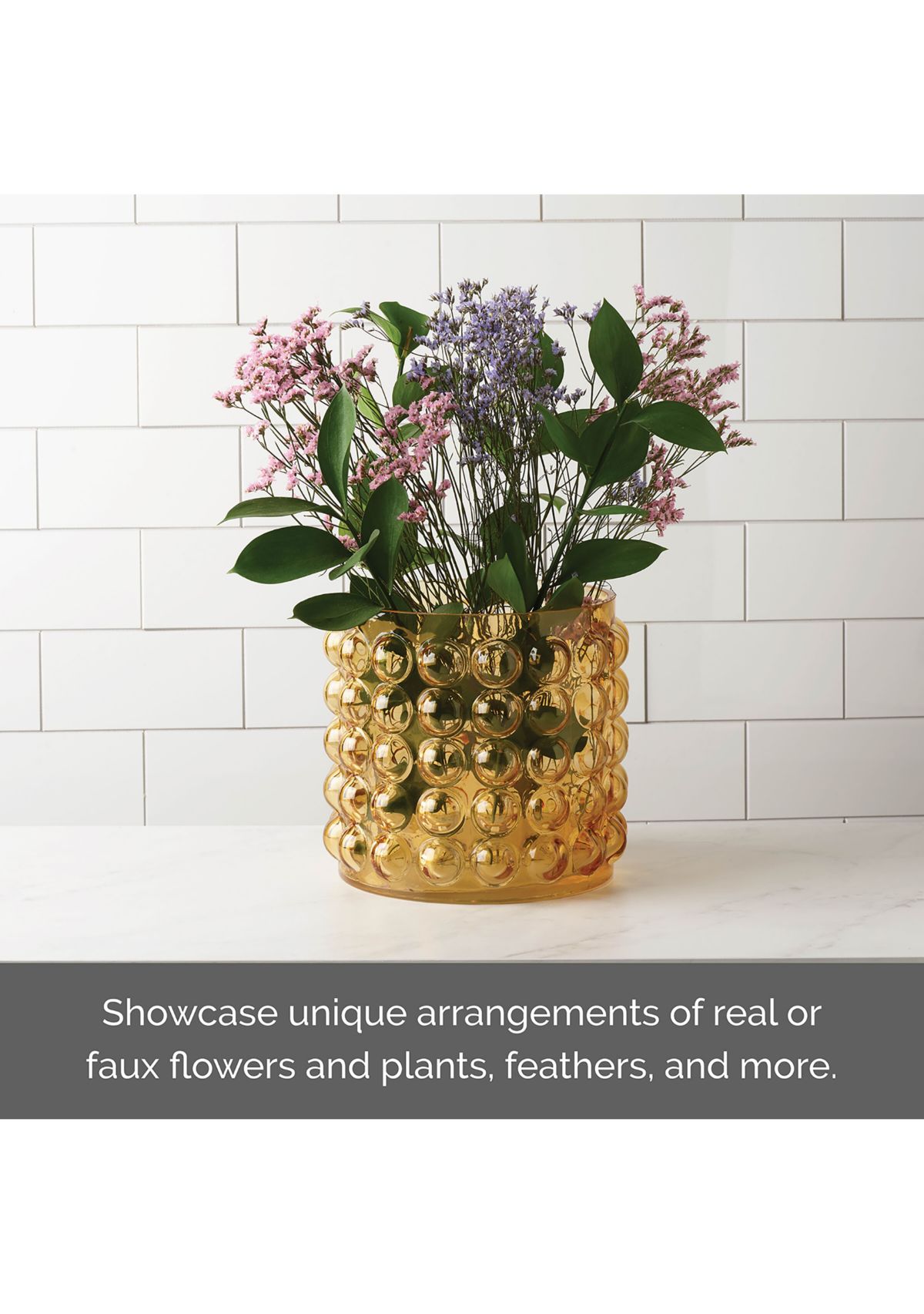 Elements Amber Bubble Glass Vase