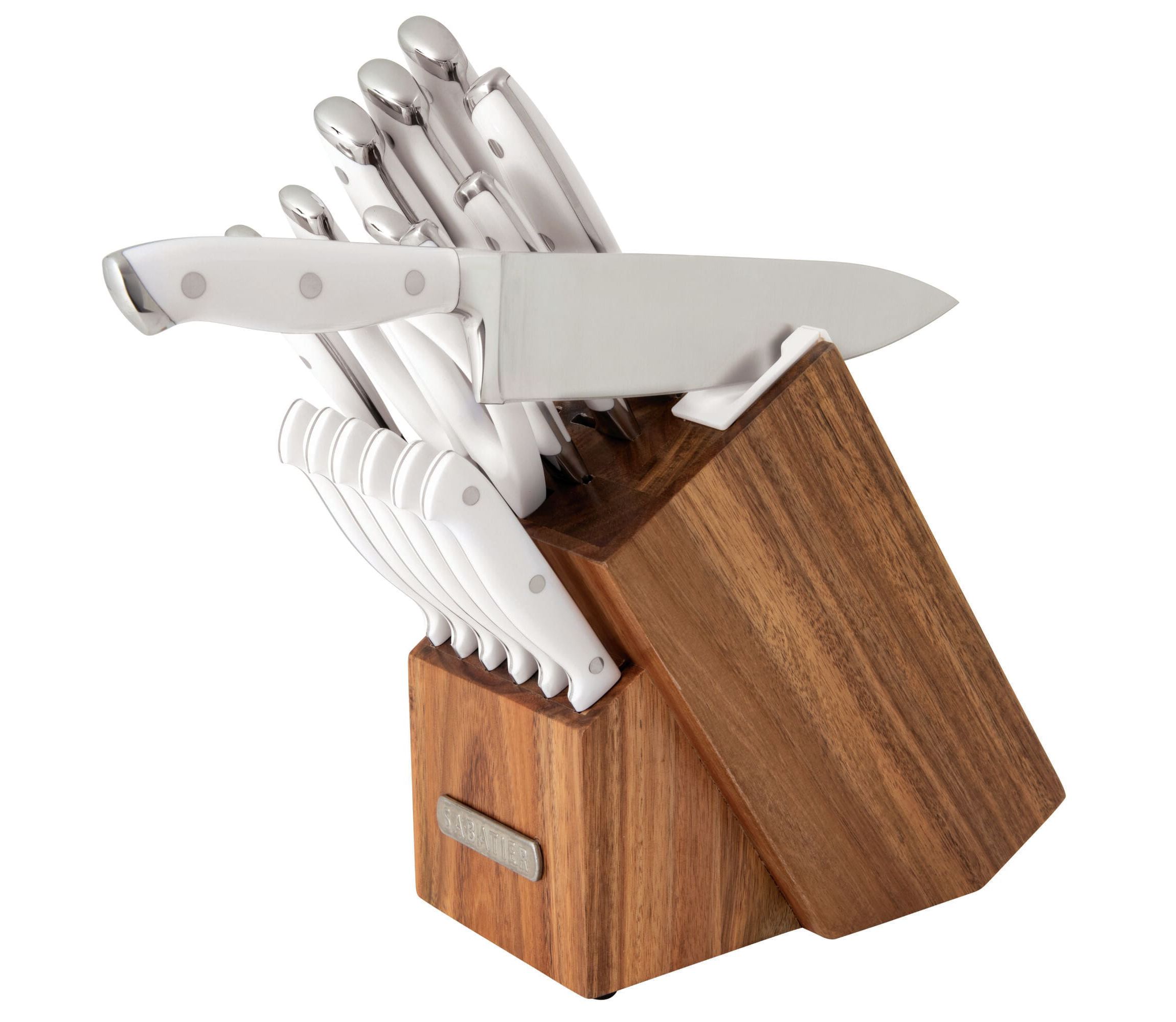 18-pc White Forged Triple Rivet Knife Block Set