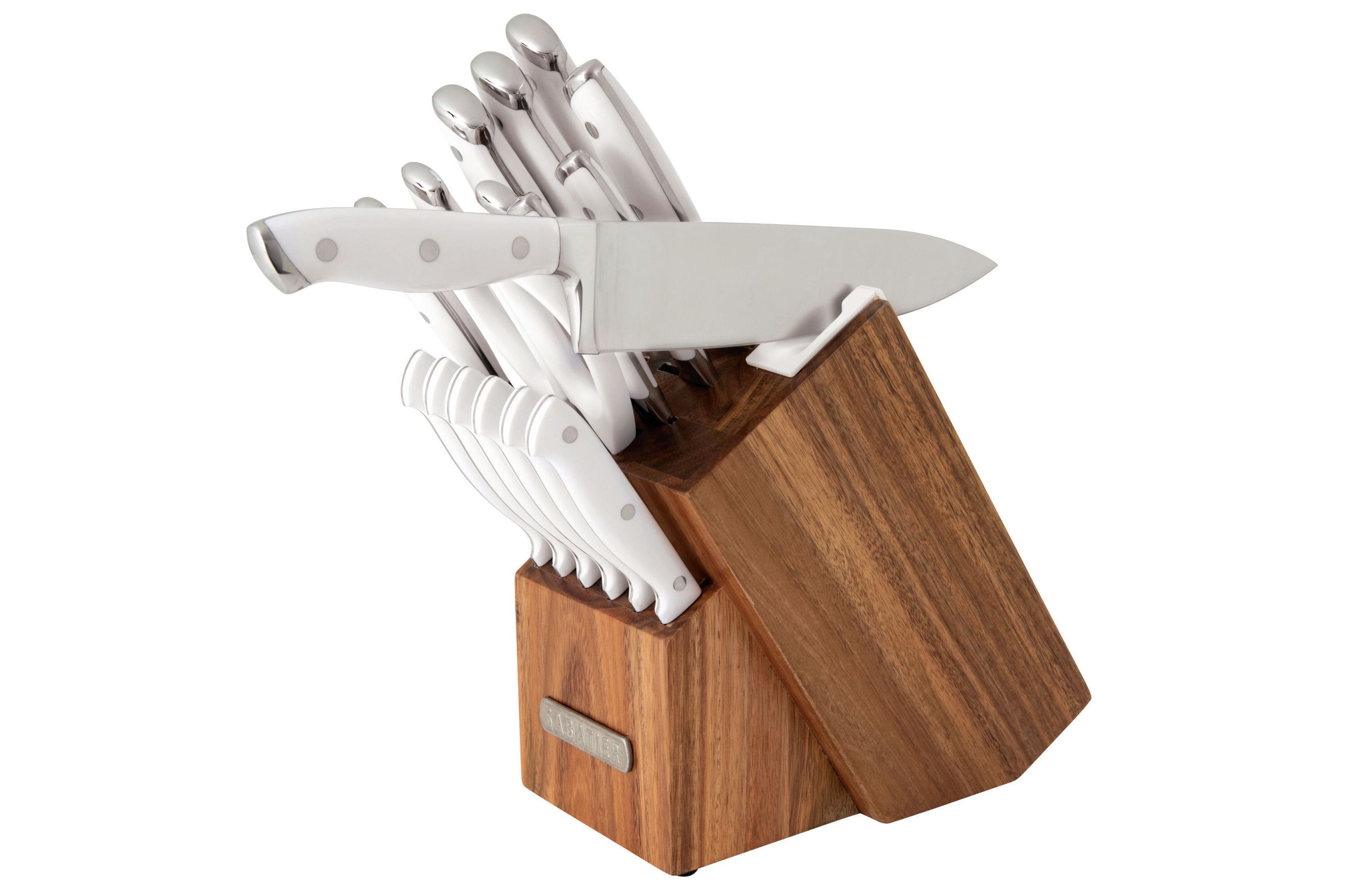 18-pc White Forged Triple Rivet Knife Block Set