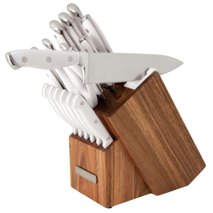 18-pc White Forged Triple Rivet Knife Block Set