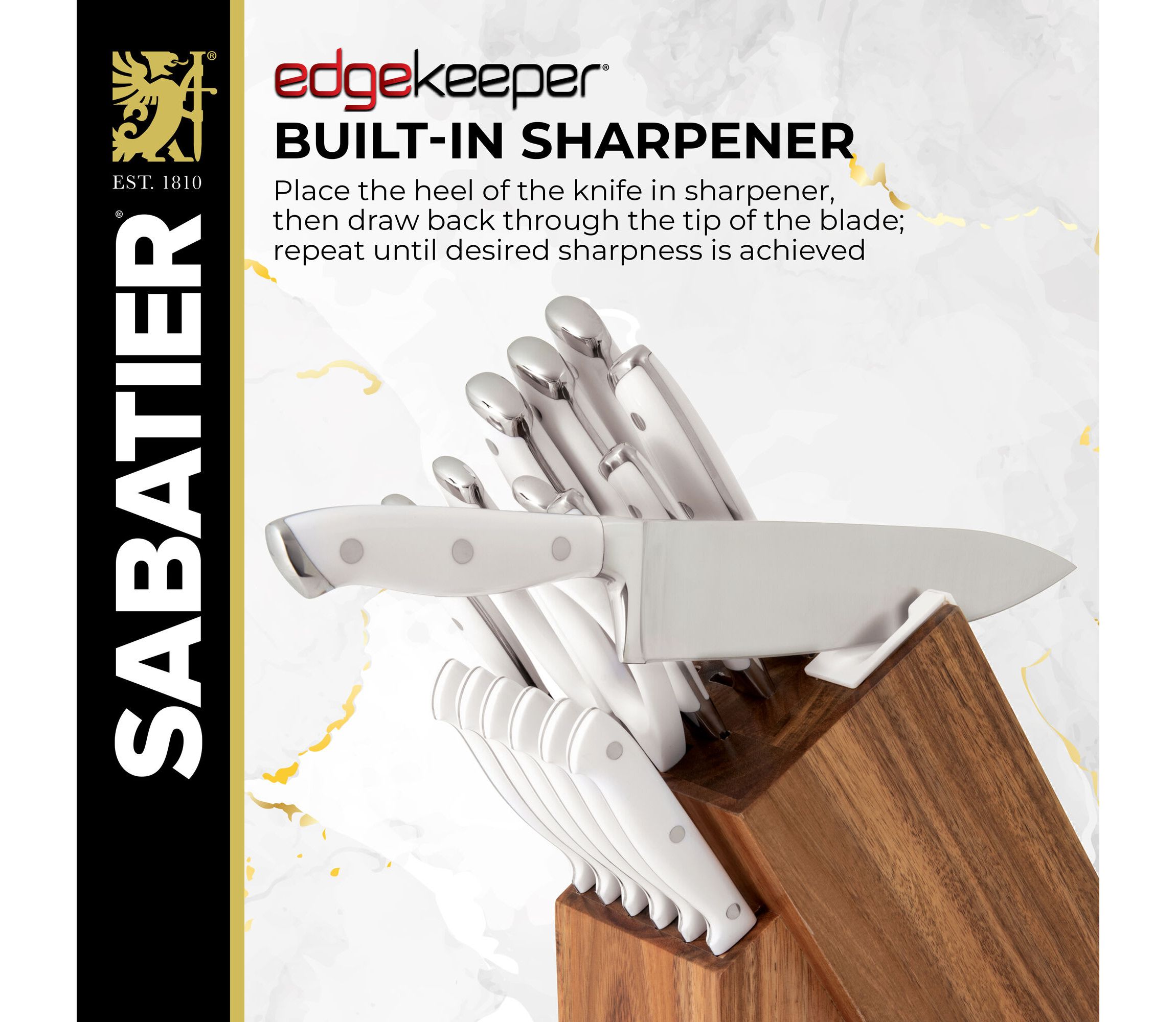 18-pc White Forged Triple Rivet Knife Block Set