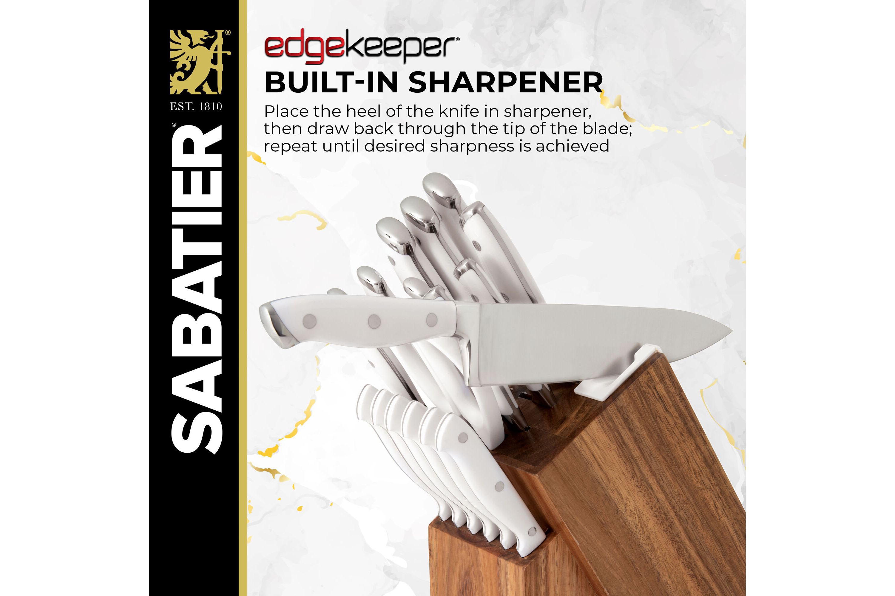 18-pc White Forged Triple Rivet Knife Block Set