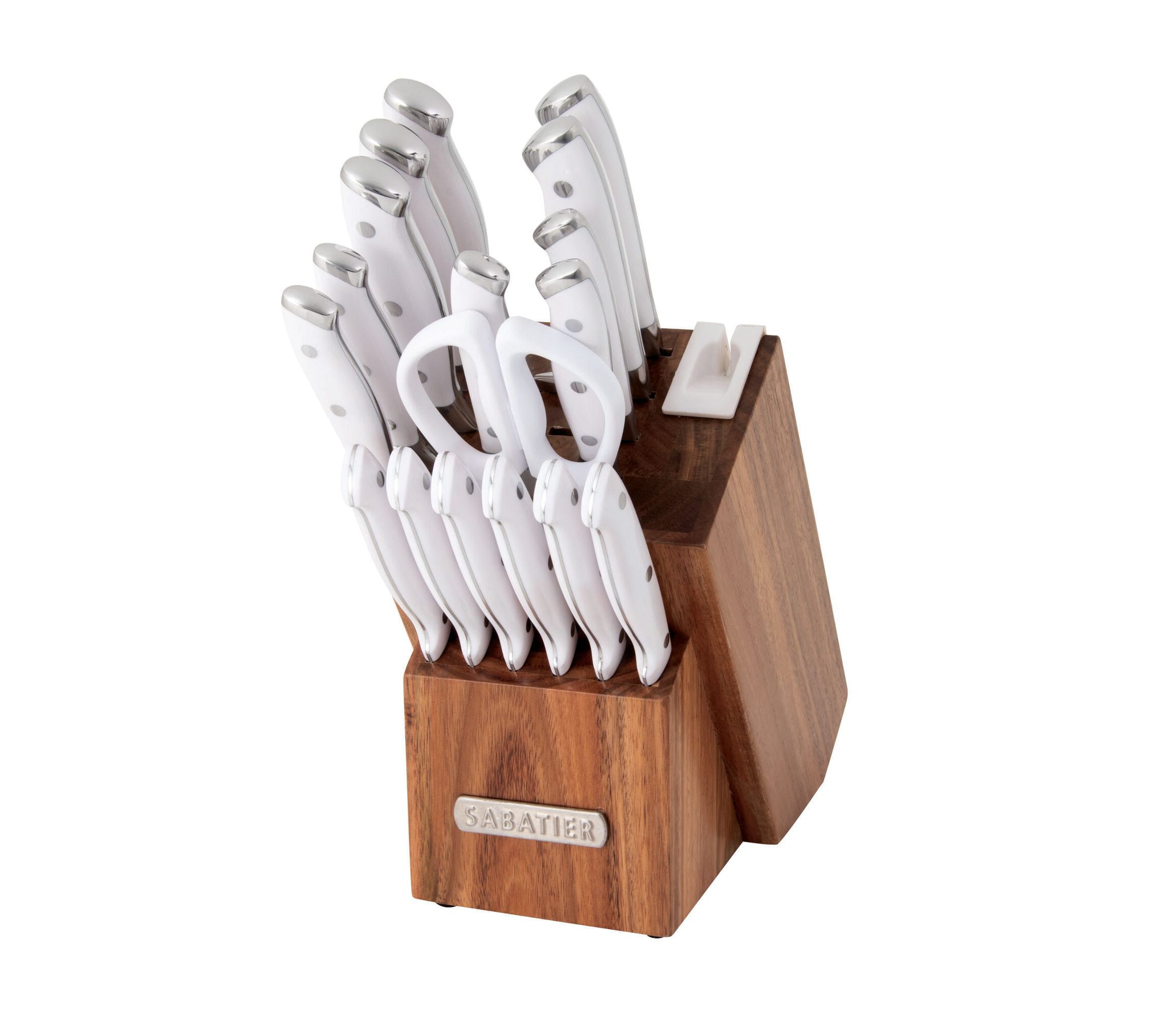 18-pc White Forged Triple Rivet Knife Block Set