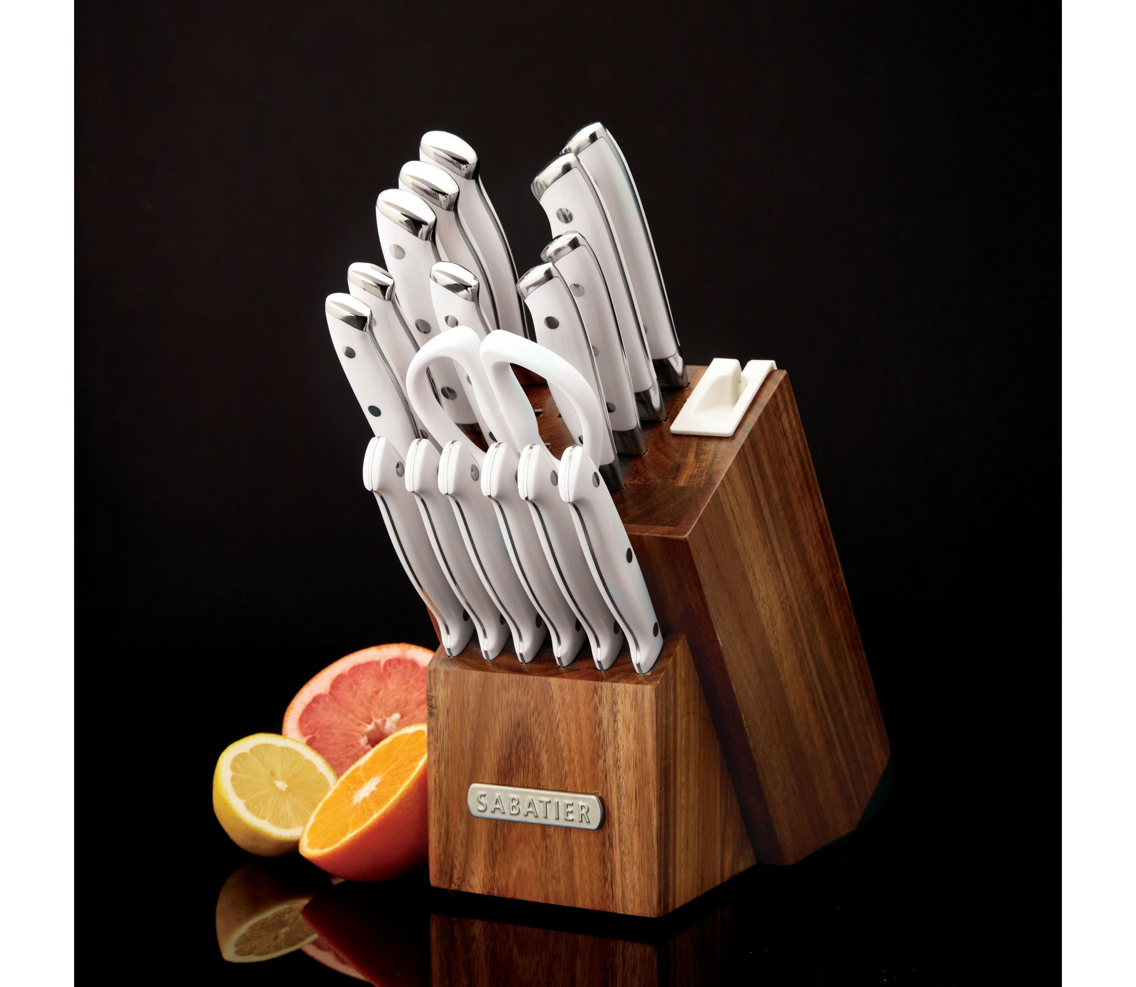18-pc White Forged Triple Rivet Knife Block Set