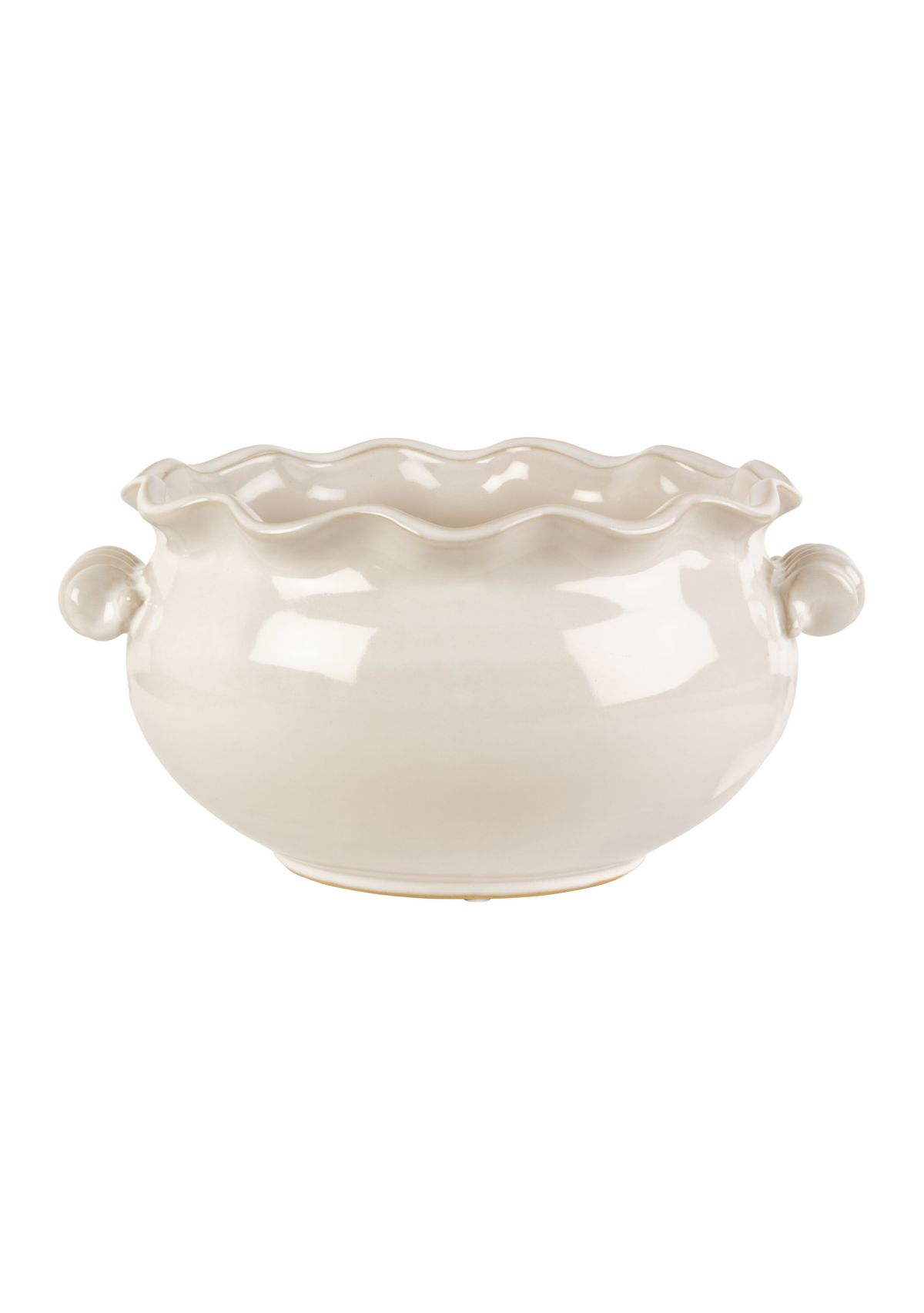 Distressed Wavy Ceramic Decorative Bowl
