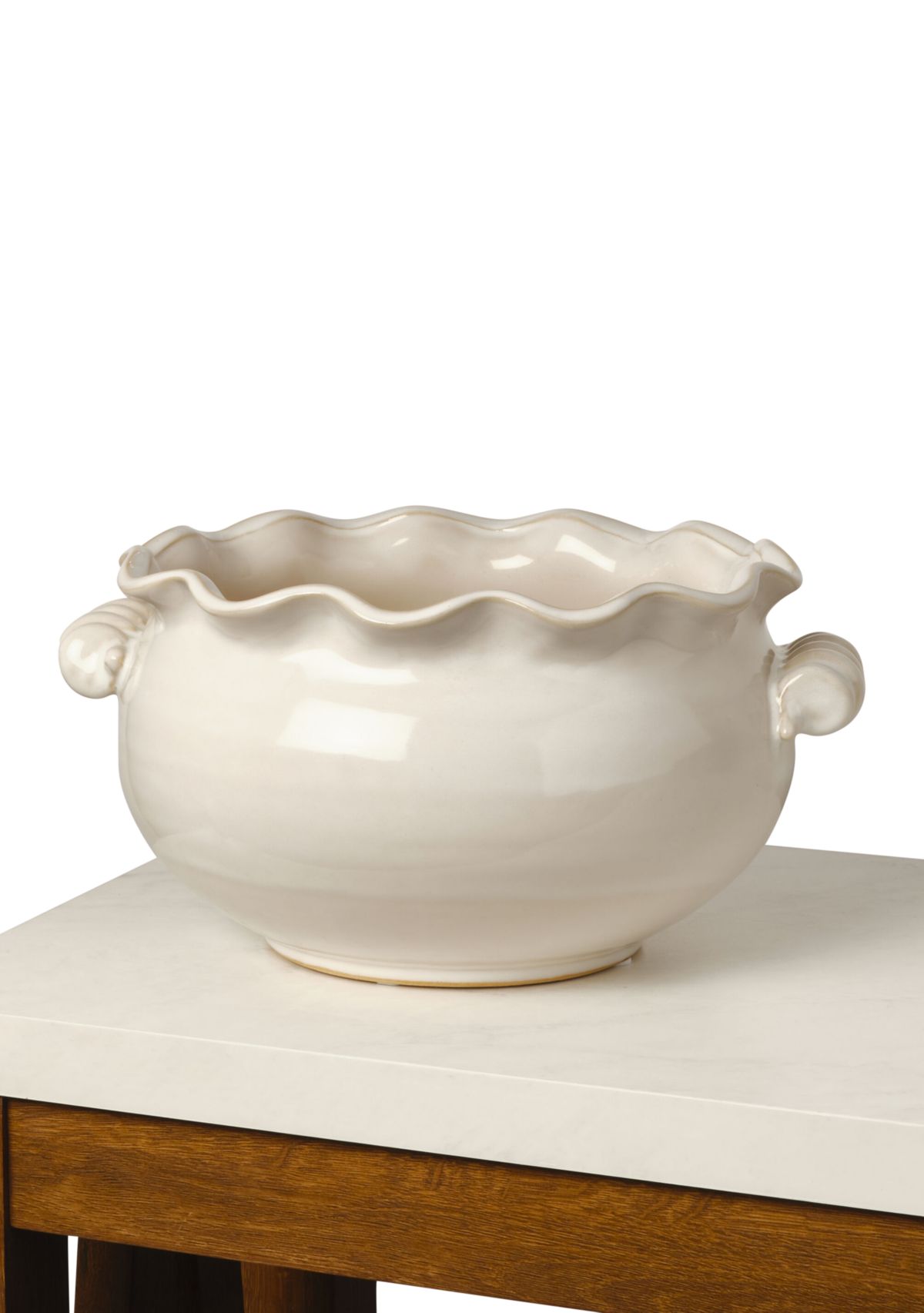 Distressed Wavy Ceramic Decorative Bowl