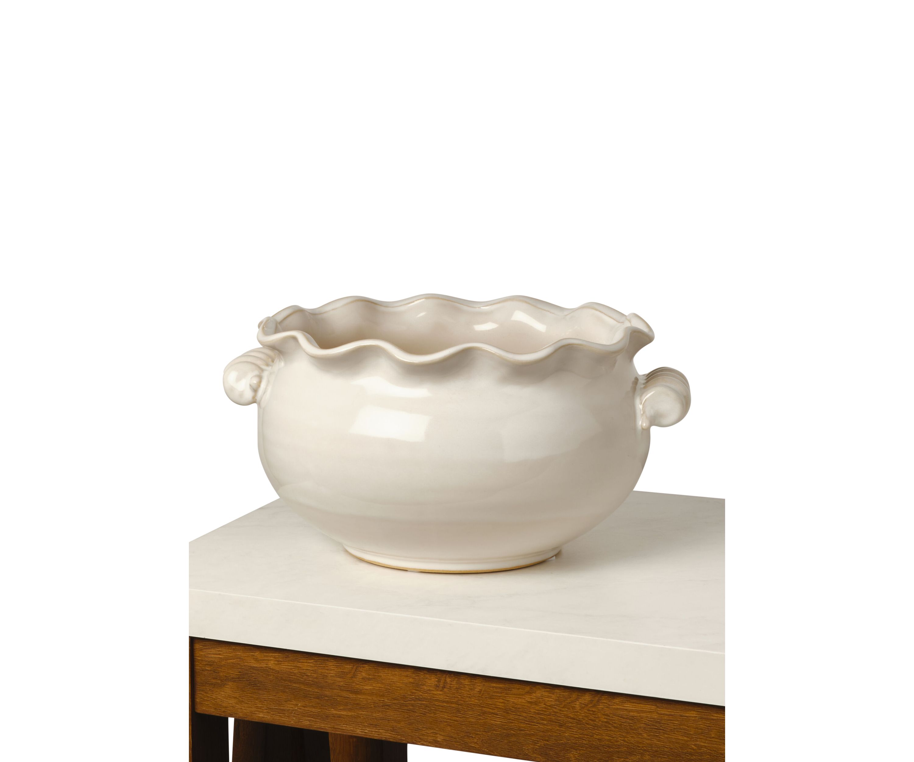 Distressed Wavy Ceramic Decorative Bowl