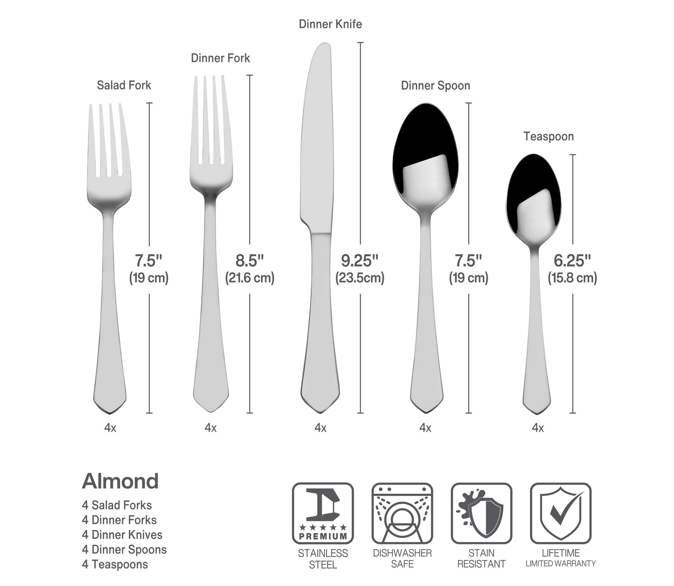 Gourmet Basics by Mikasa Almond 20-pc Flatware Set, Service for 4