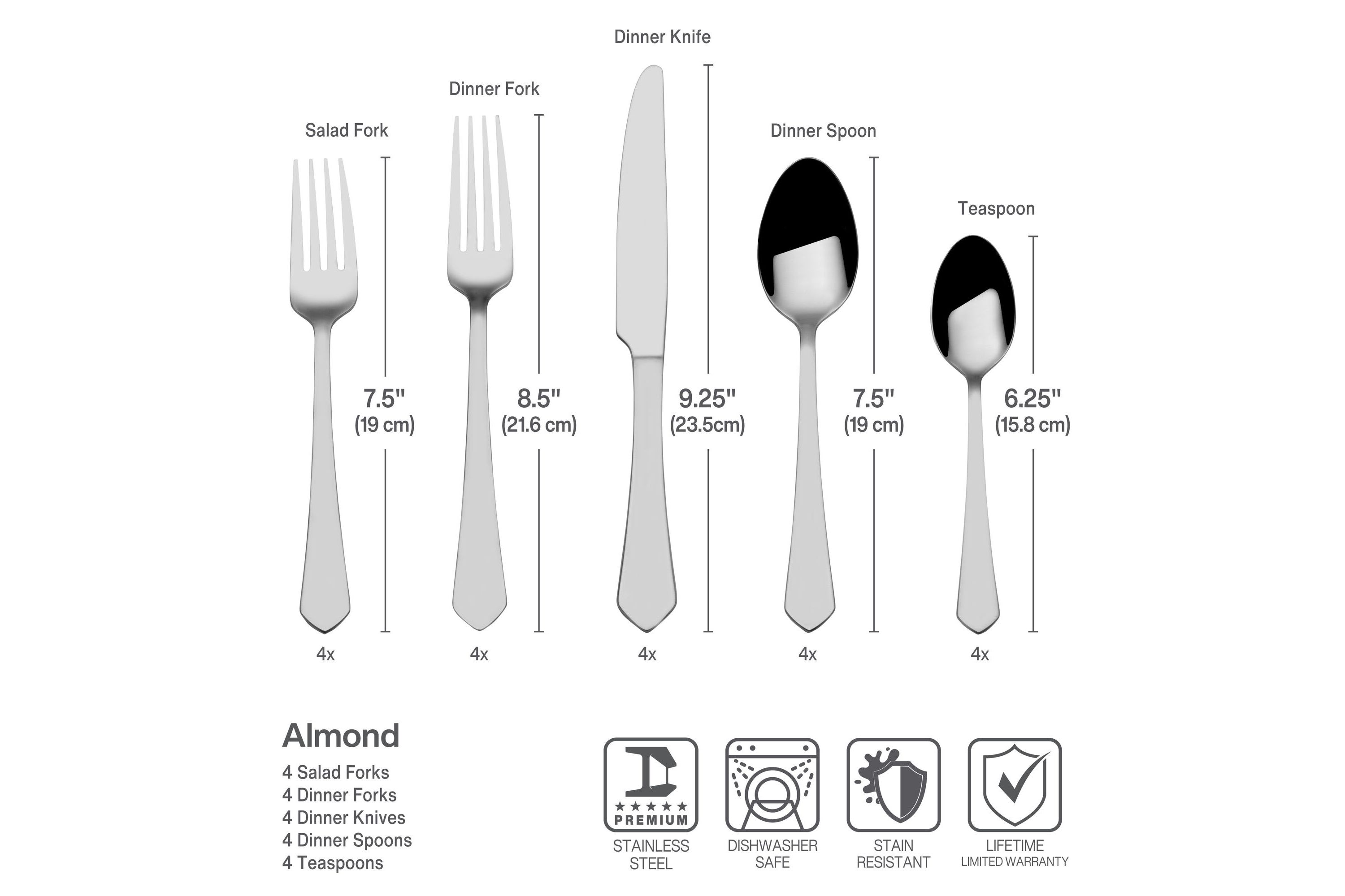 Gourmet Basics by Mikasa Almond 20-pc Flatware Set, Service for 4