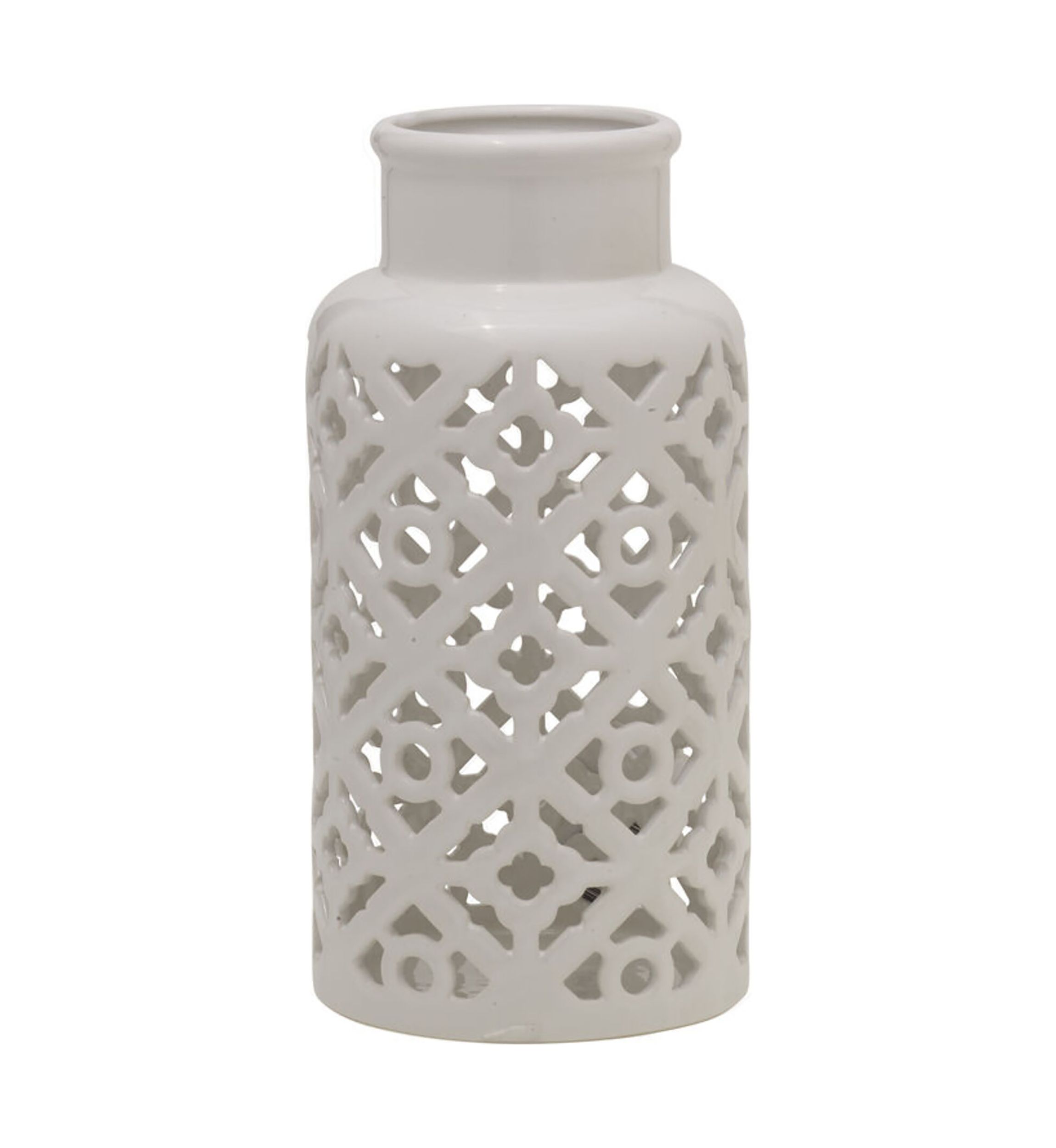 White Pierced Ceramic Vase