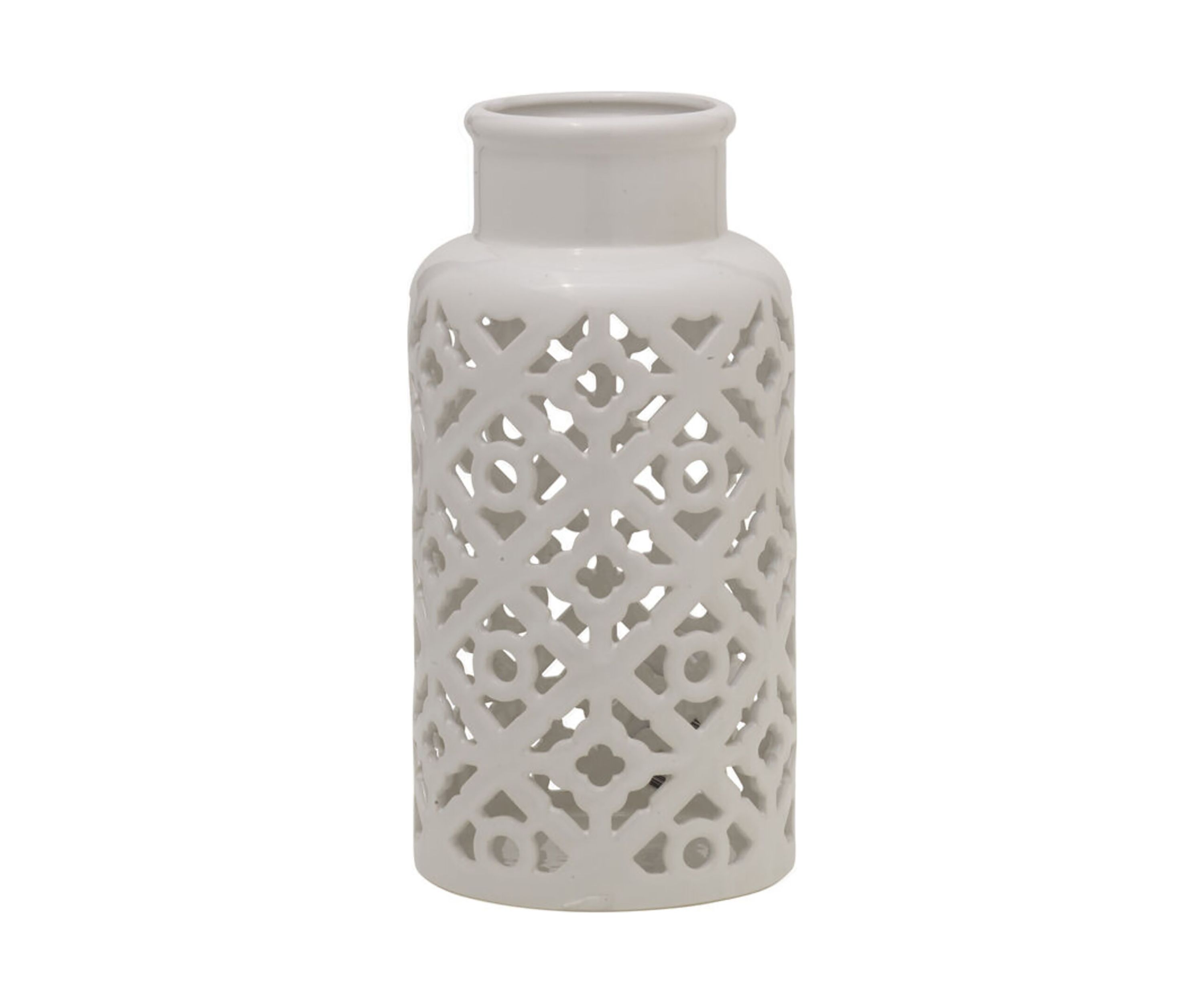 White Pierced Ceramic Vase