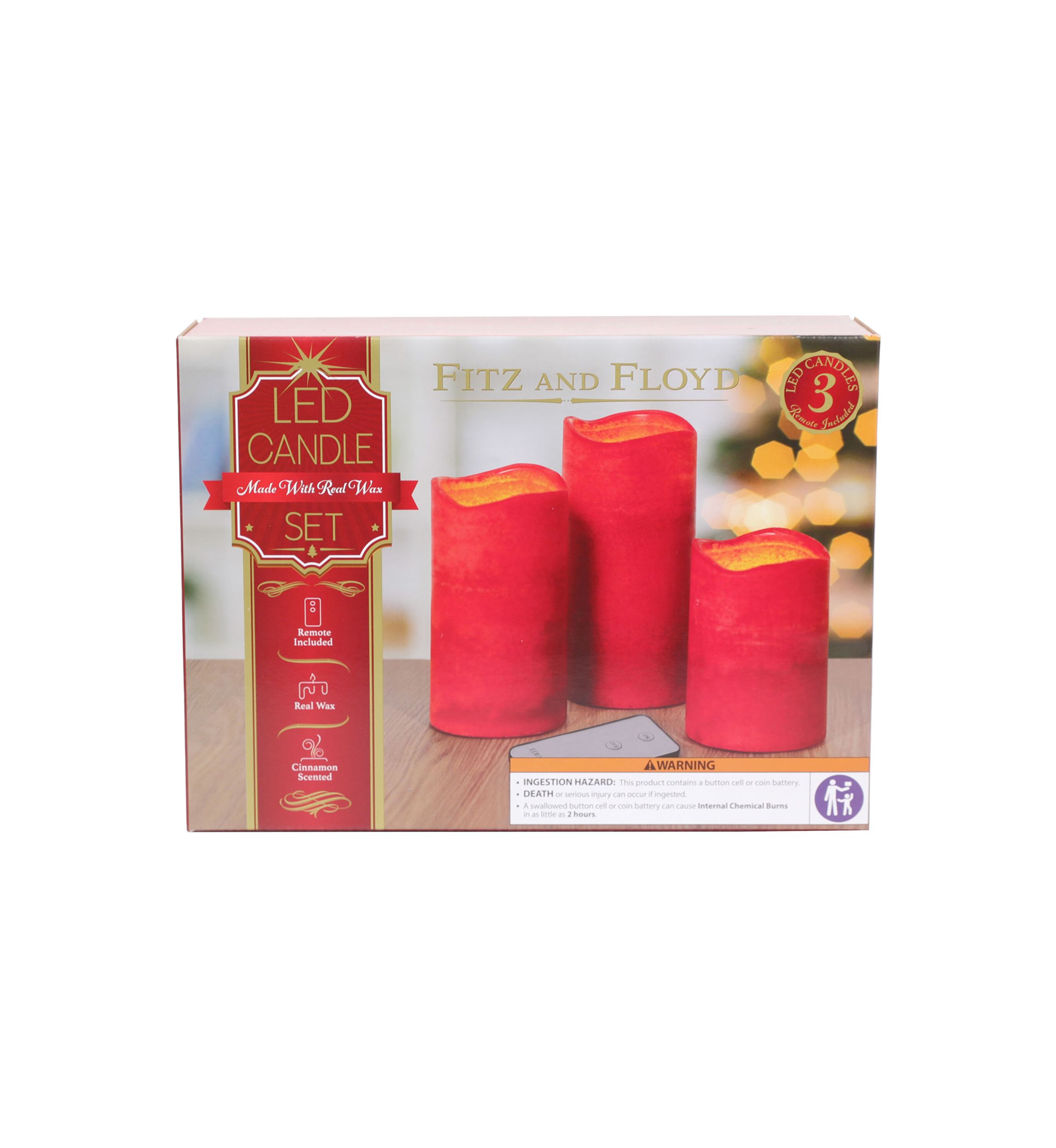 Cinnamon LED Wax Pillar - Set of 3