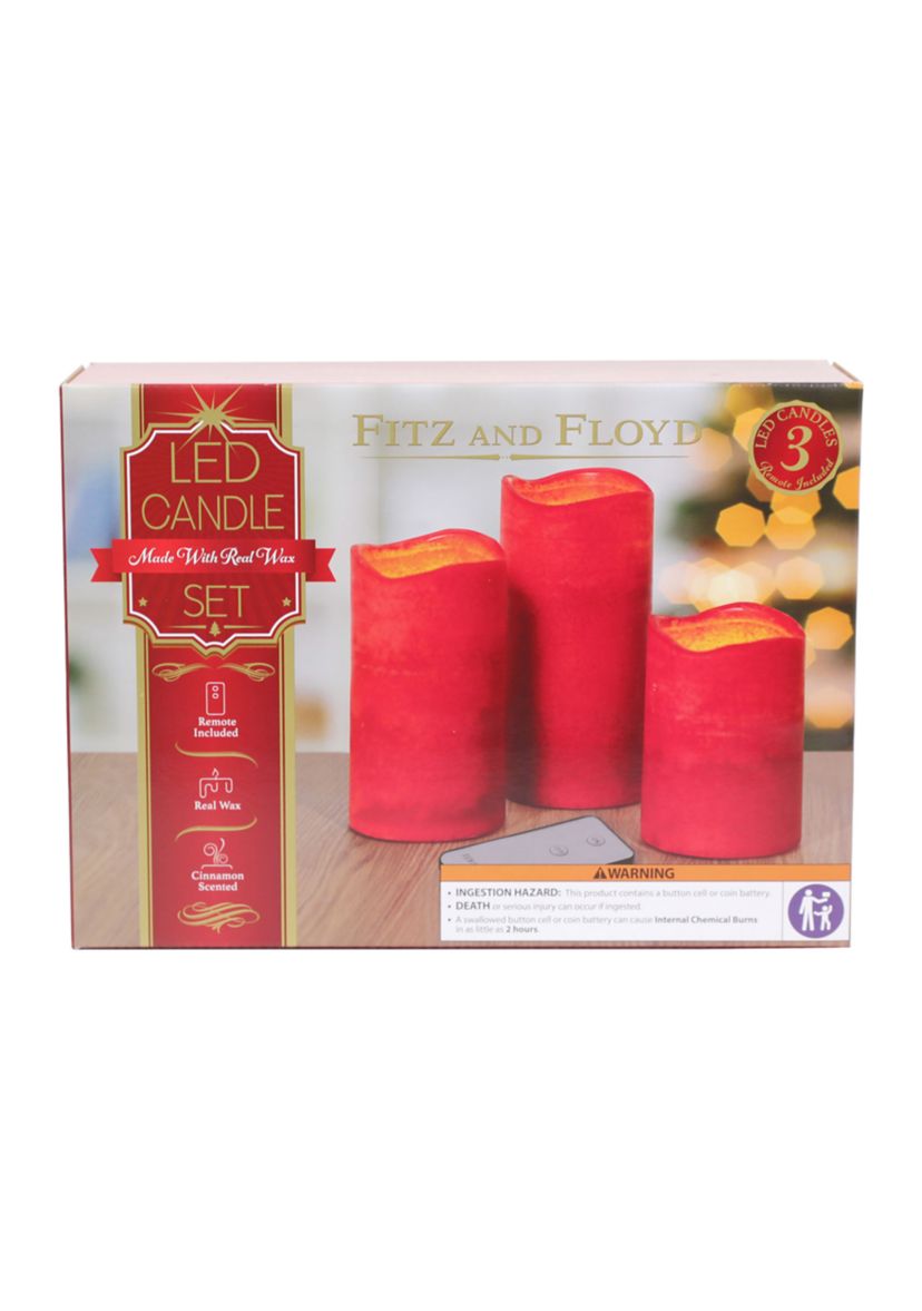 Cinnamon LED Wax Pillar - Set of 3