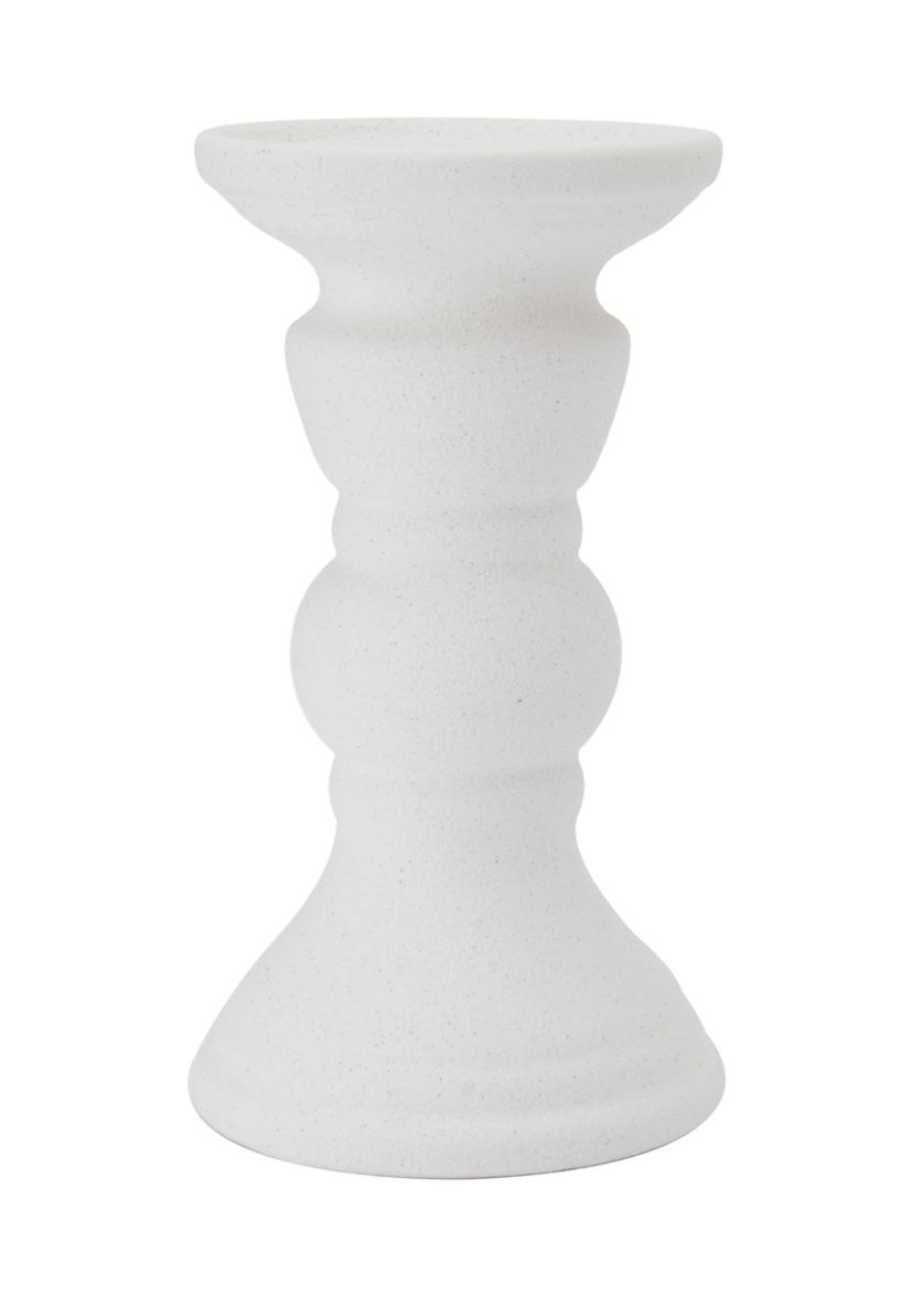 Elements 8" Matte White Ceramic Pillar Holder
