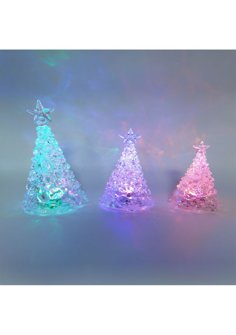 Set of 3 Acrylic Tree LED Plastic Figurines