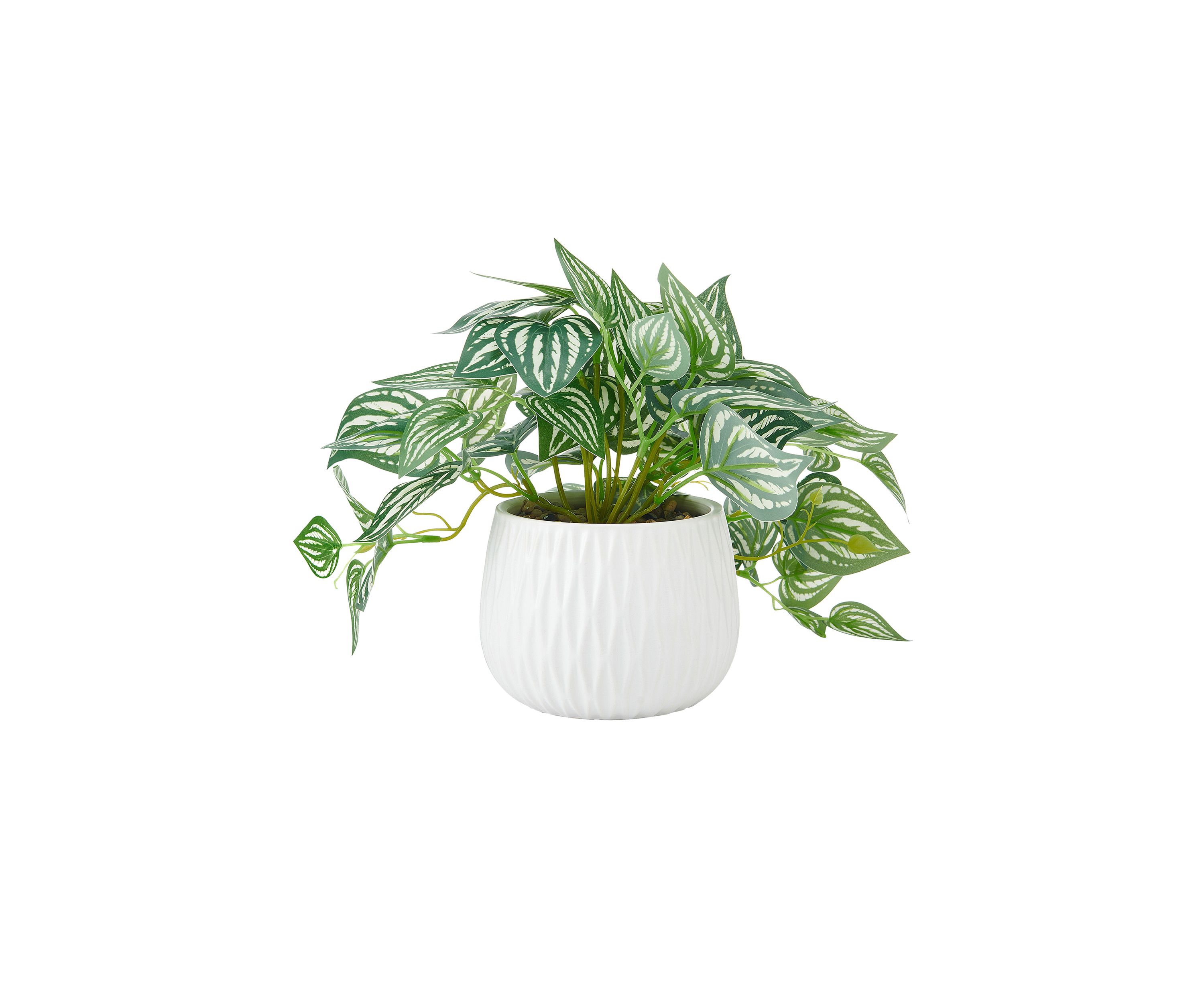 Striped Pothos Artificial Greenery in Ceramic Pot
