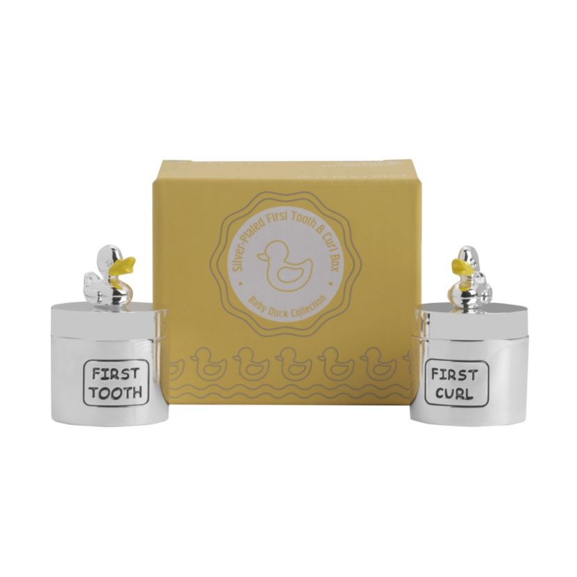 Silver-Plated Baby Duck Keepsake Box Set