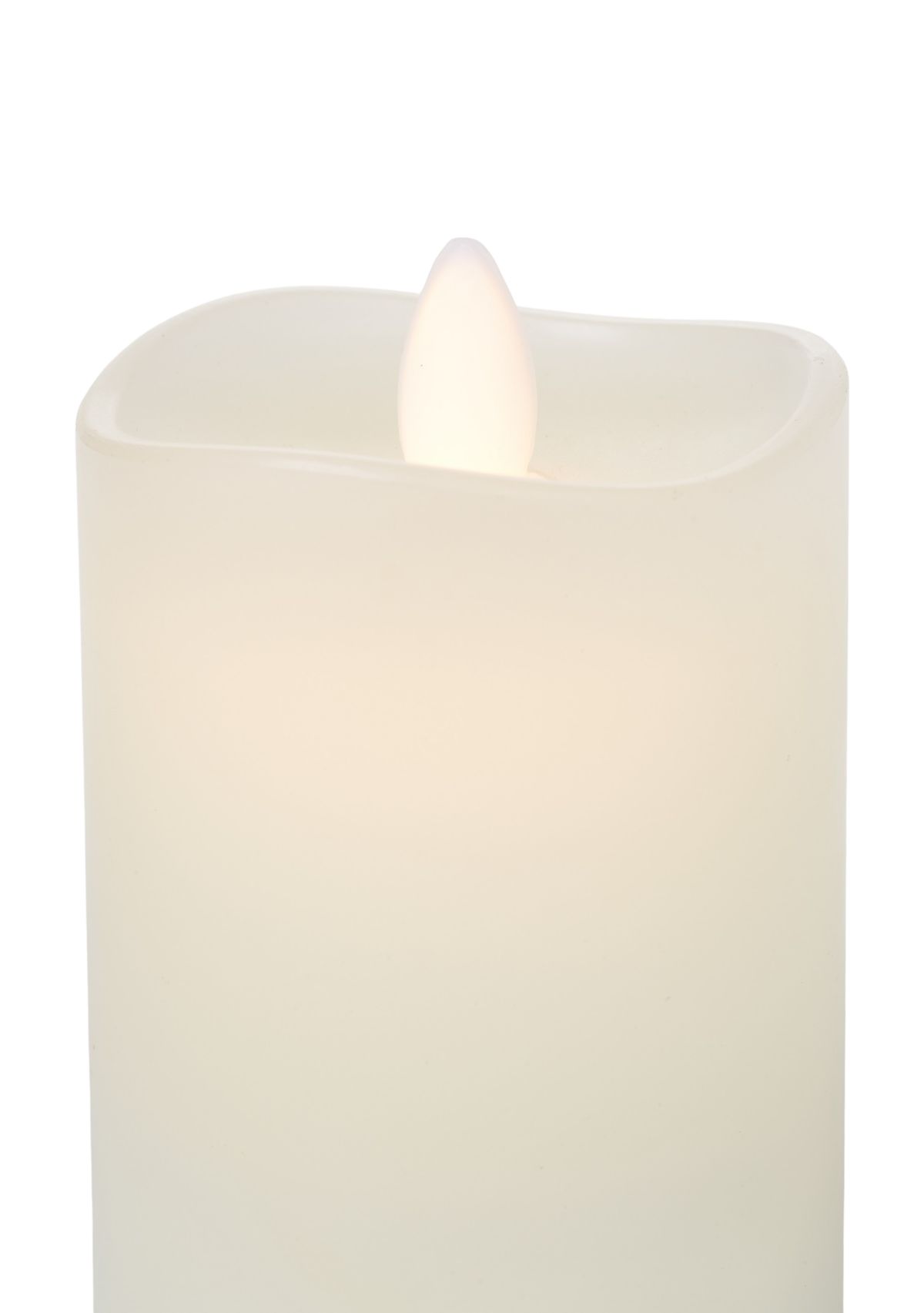 White Wavy Dance LED Wax Pillar Candle, 3" x 4"