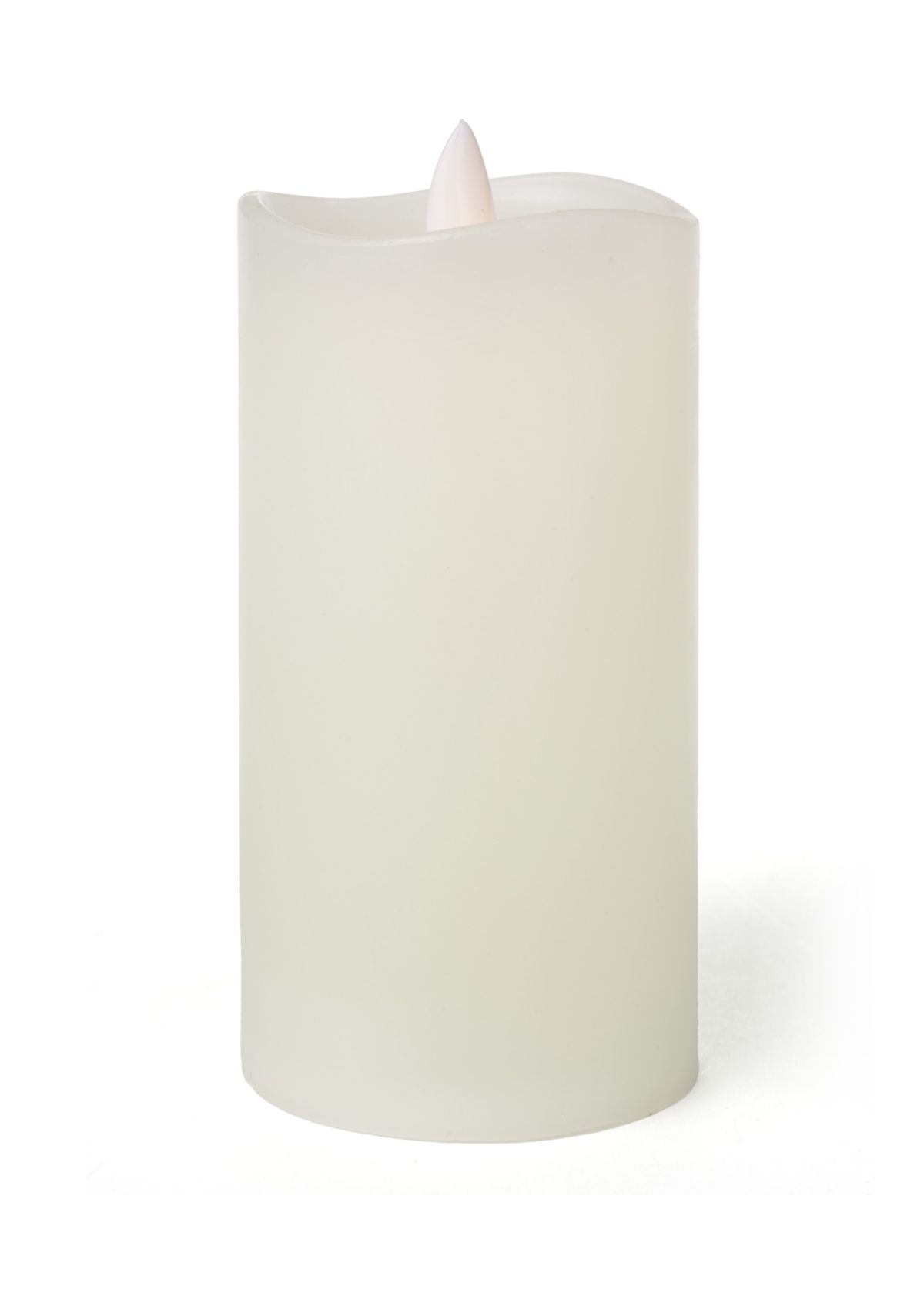 White Wavy Dance LED Wax Pillar Candle, 3" x 6"