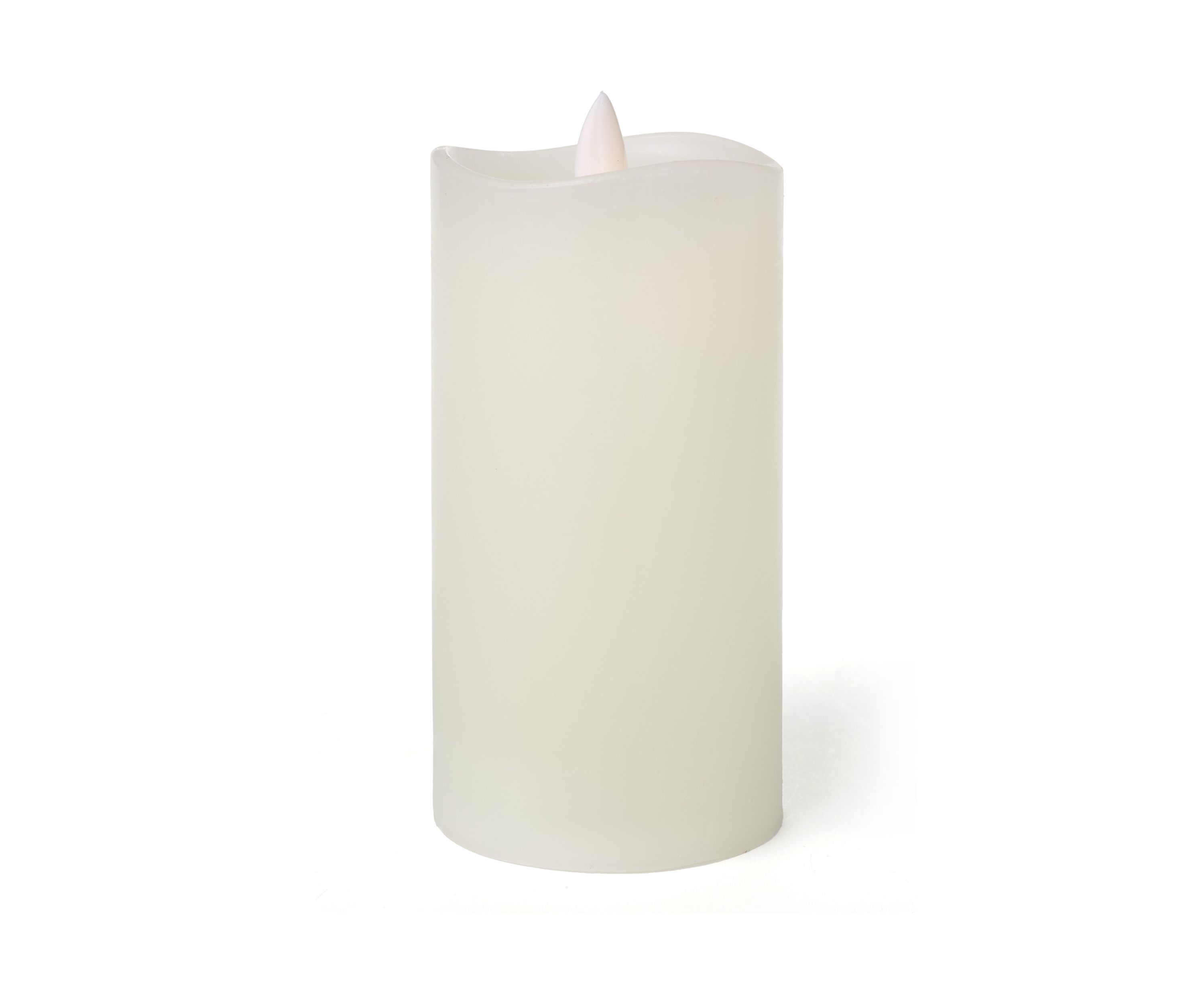 White Wavy Dance LED Wax Pillar Candle, 3" x 6"