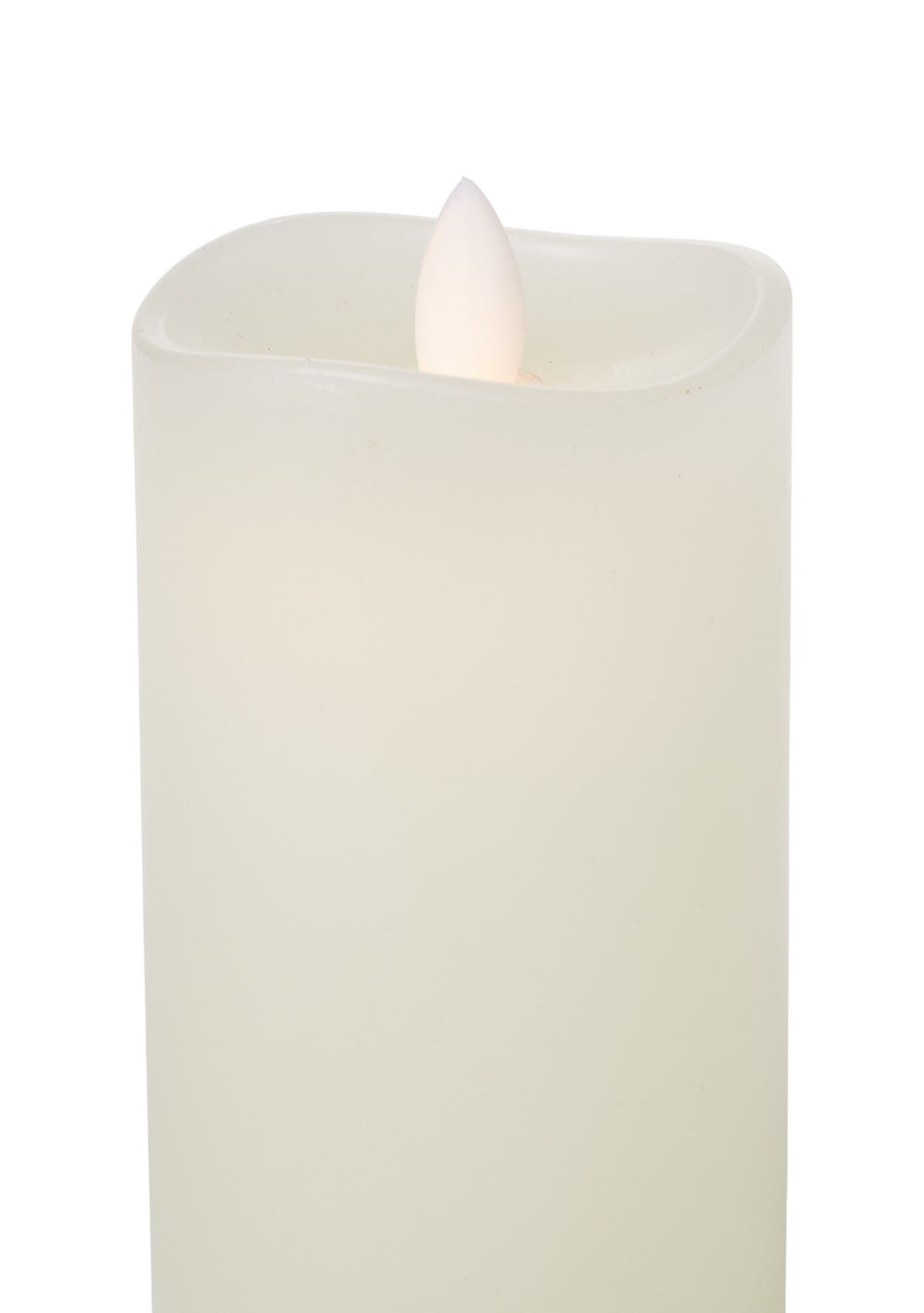 White Wavy Dance LED Wax Pillar Candle, 3" x 6"