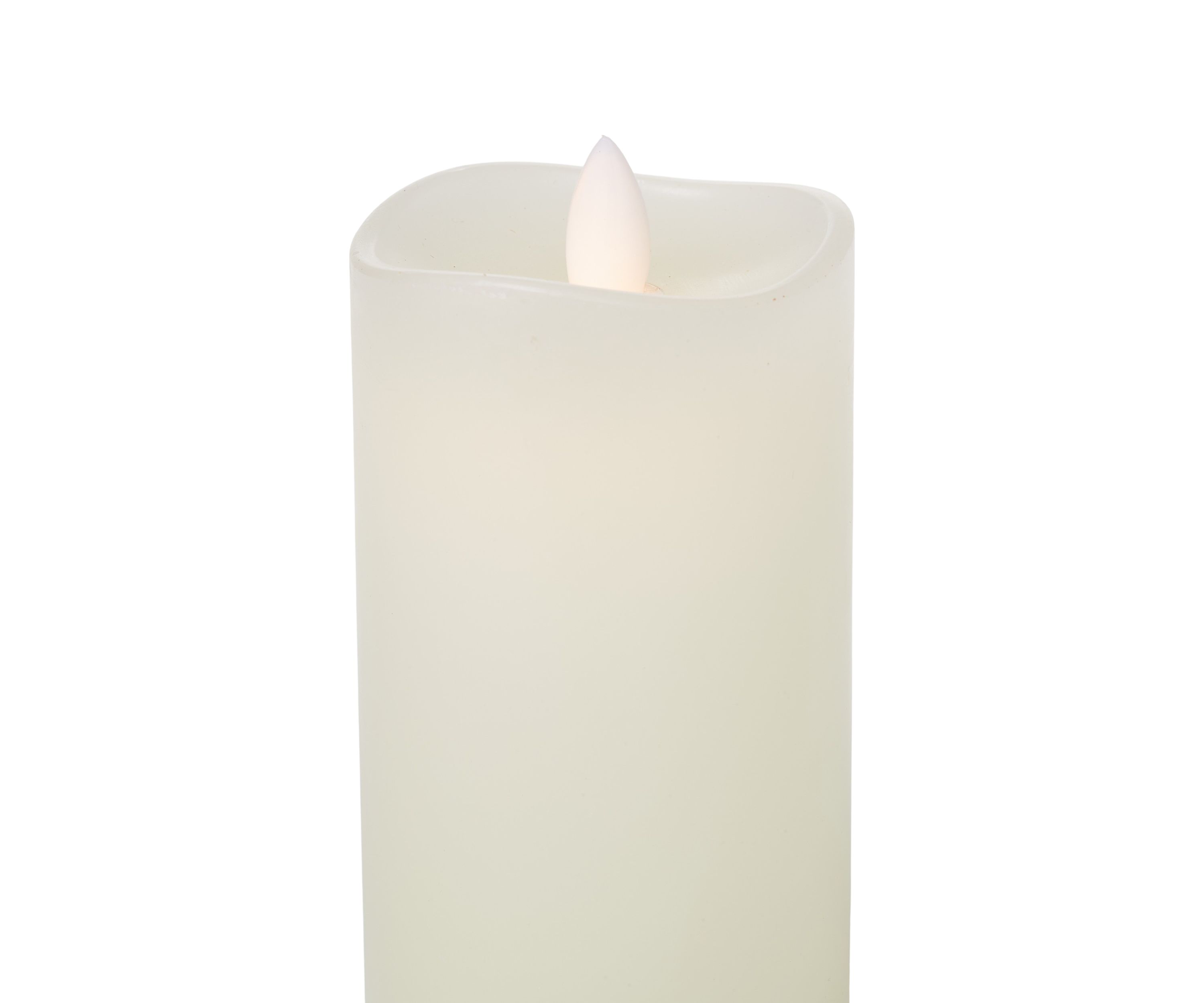 White Wavy Dance LED Wax Pillar Candle, 3" x 6"