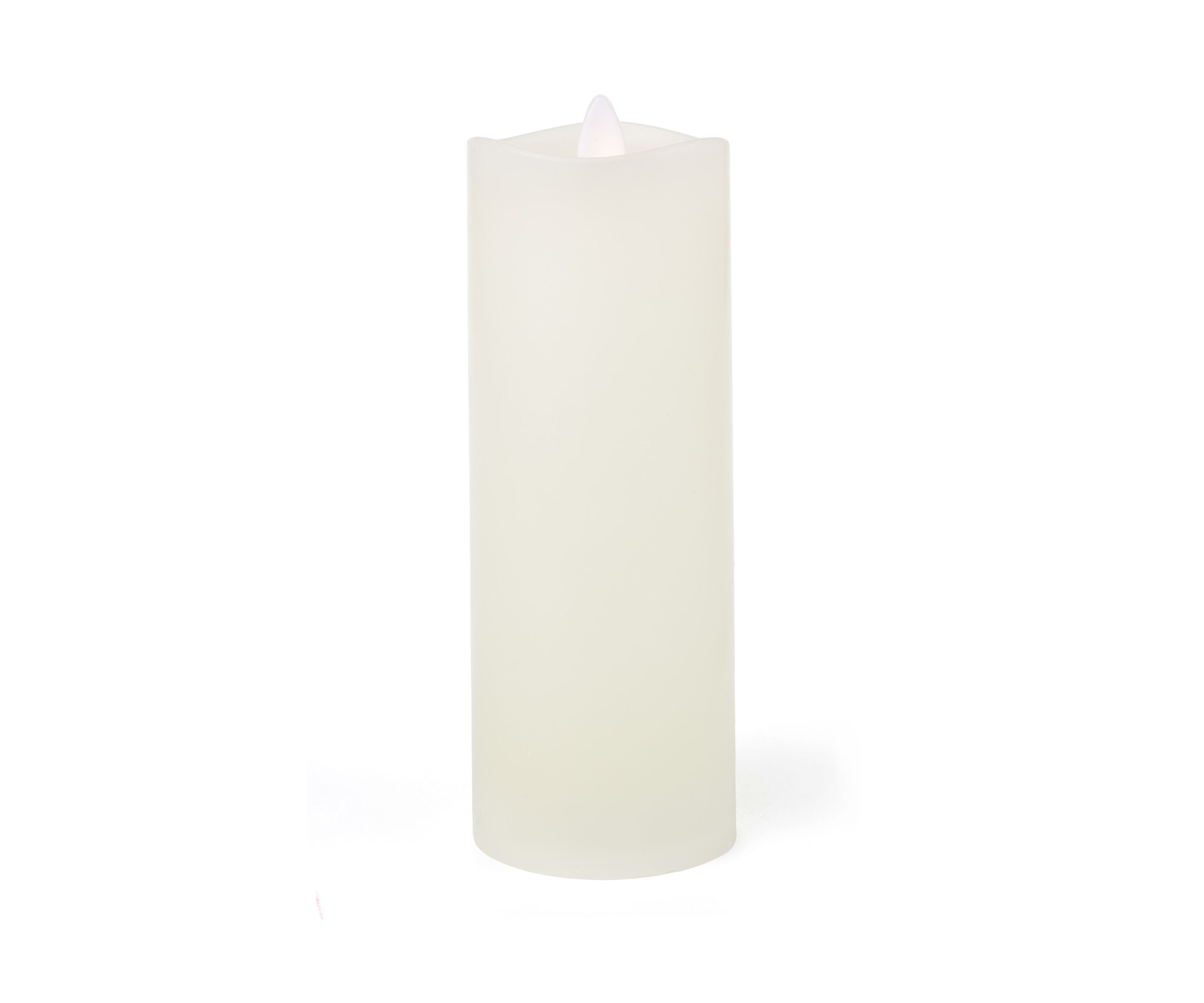 White Wavy Dance LED Wax Pillar Candle, 3" x 8"