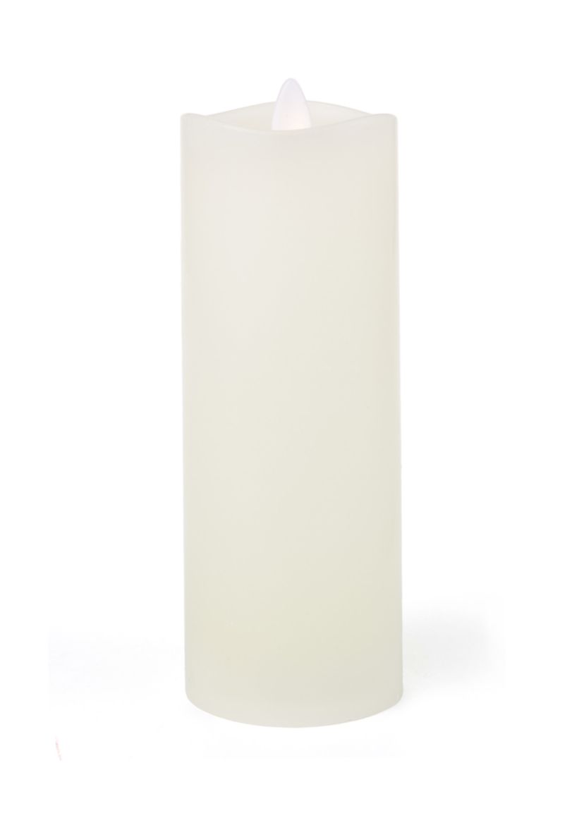 White Wavy Dance LED Wax Pillar Candle, 3" x 8"