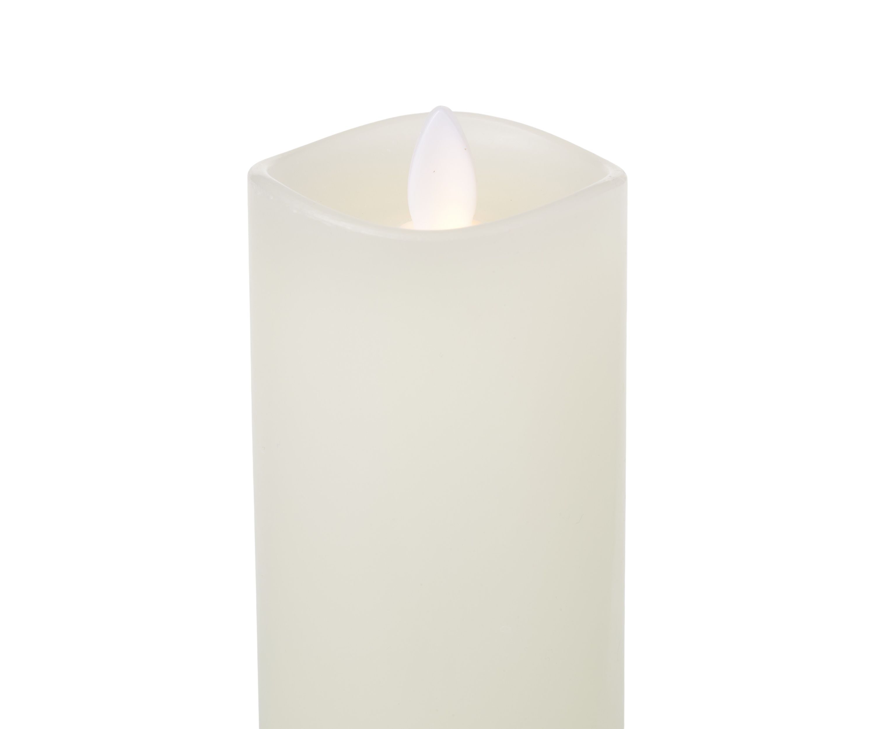 White Wavy Dance LED Wax Pillar Candle, 3" x 8"