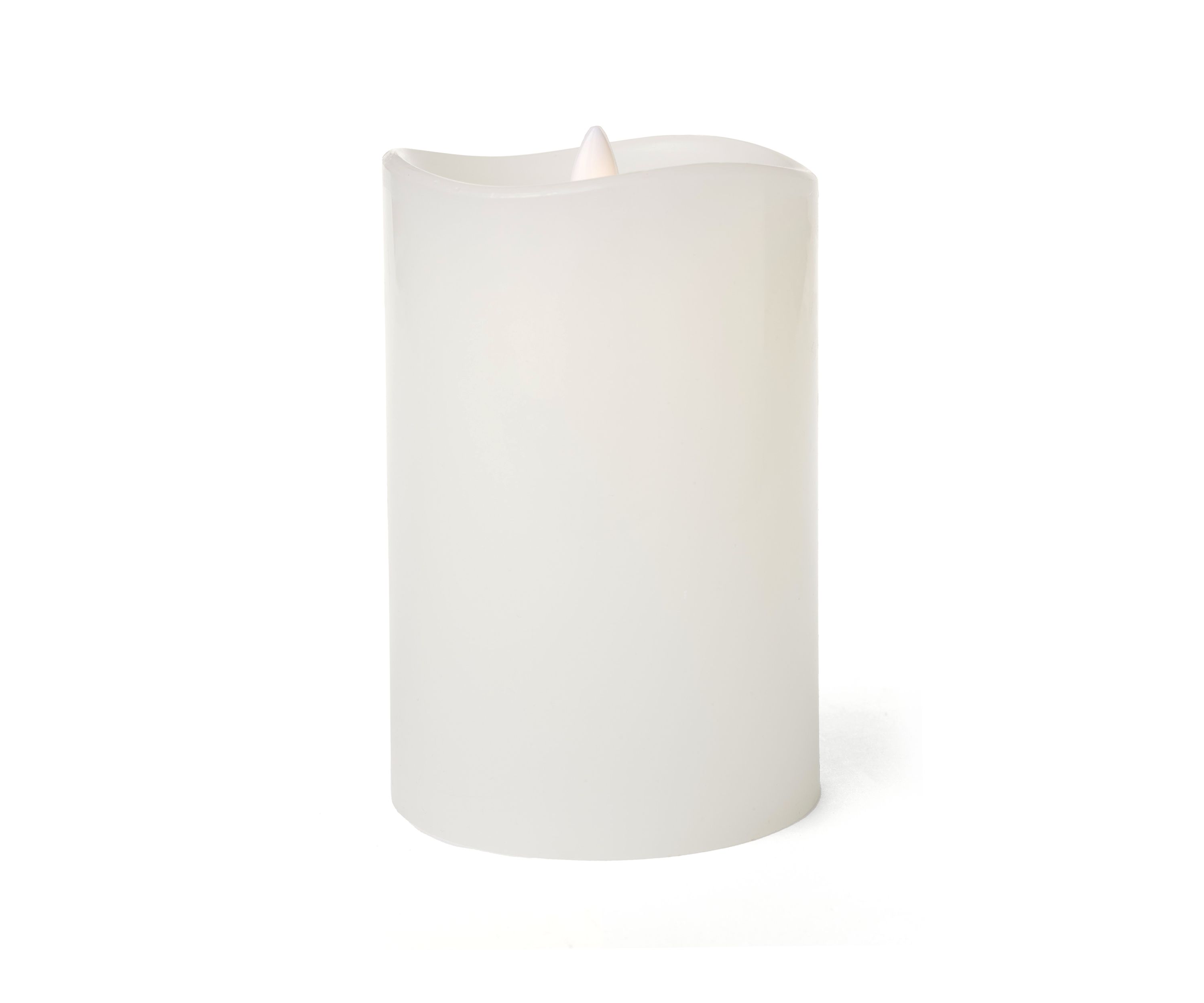 White Wavy Dance LED Wax Pillar Candle, 4" x 6"