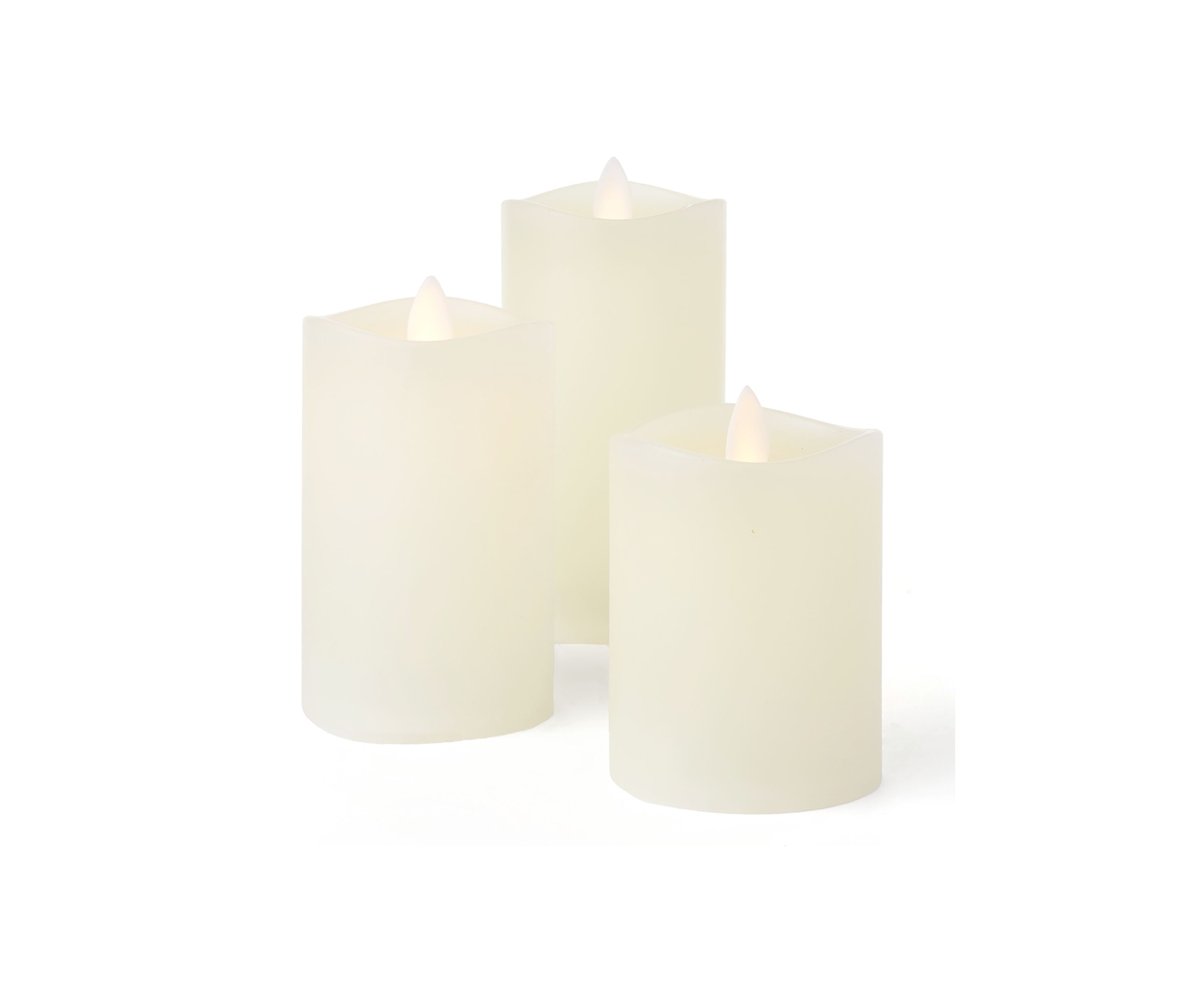 White Wavy LED Wax Pillar Candle, Set of 3